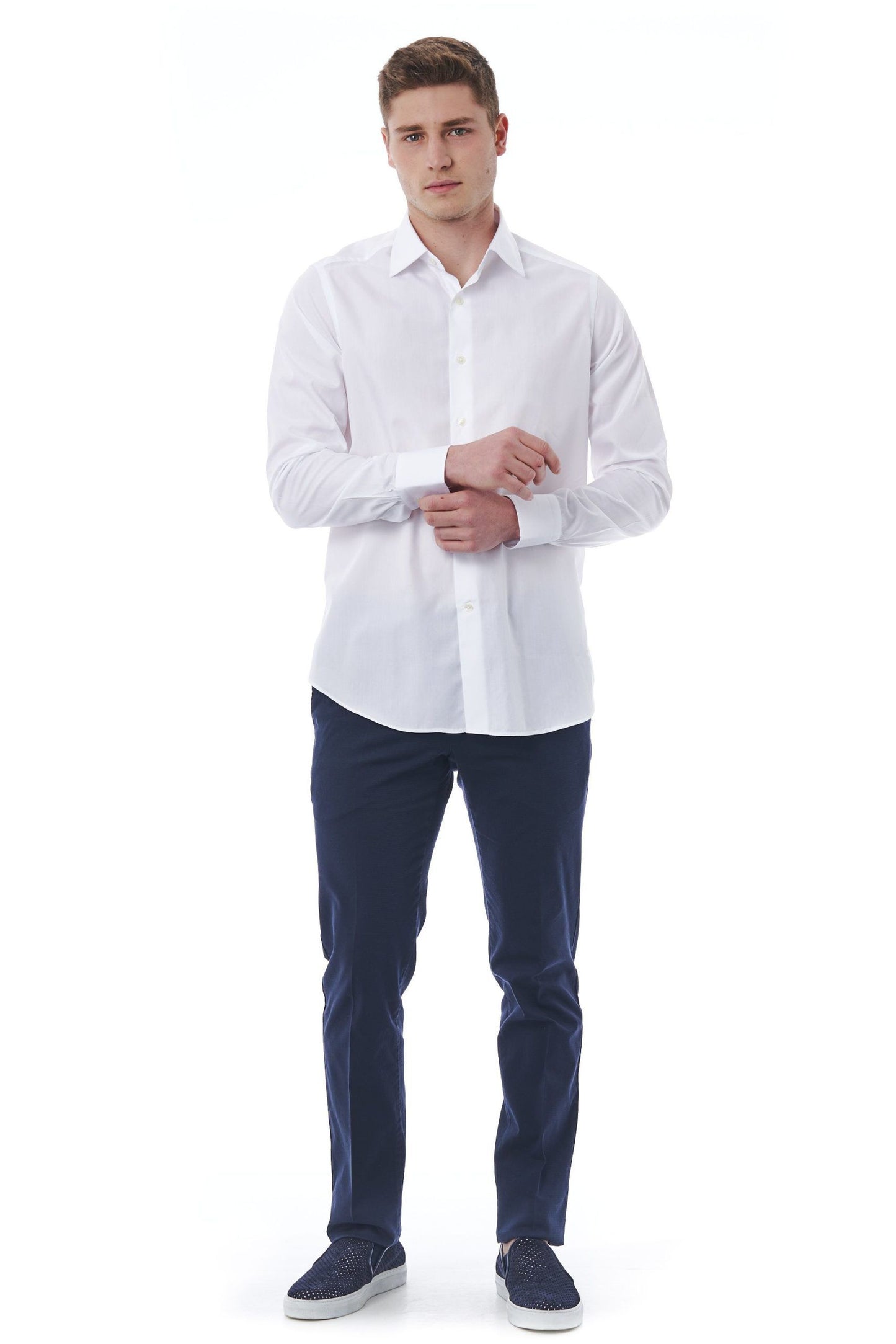 White Cotton Men Shirt