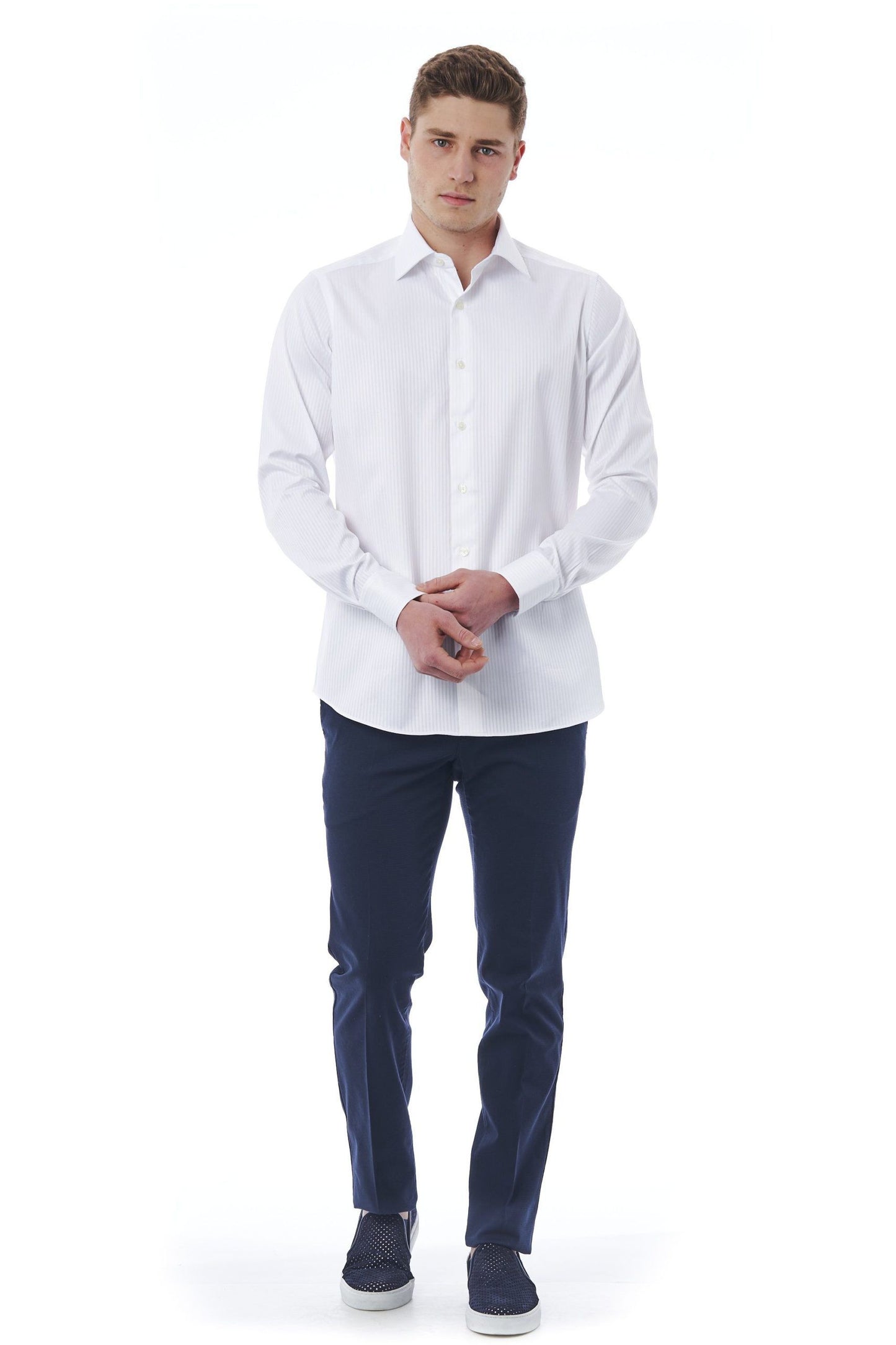 White Cotton Men Shirt