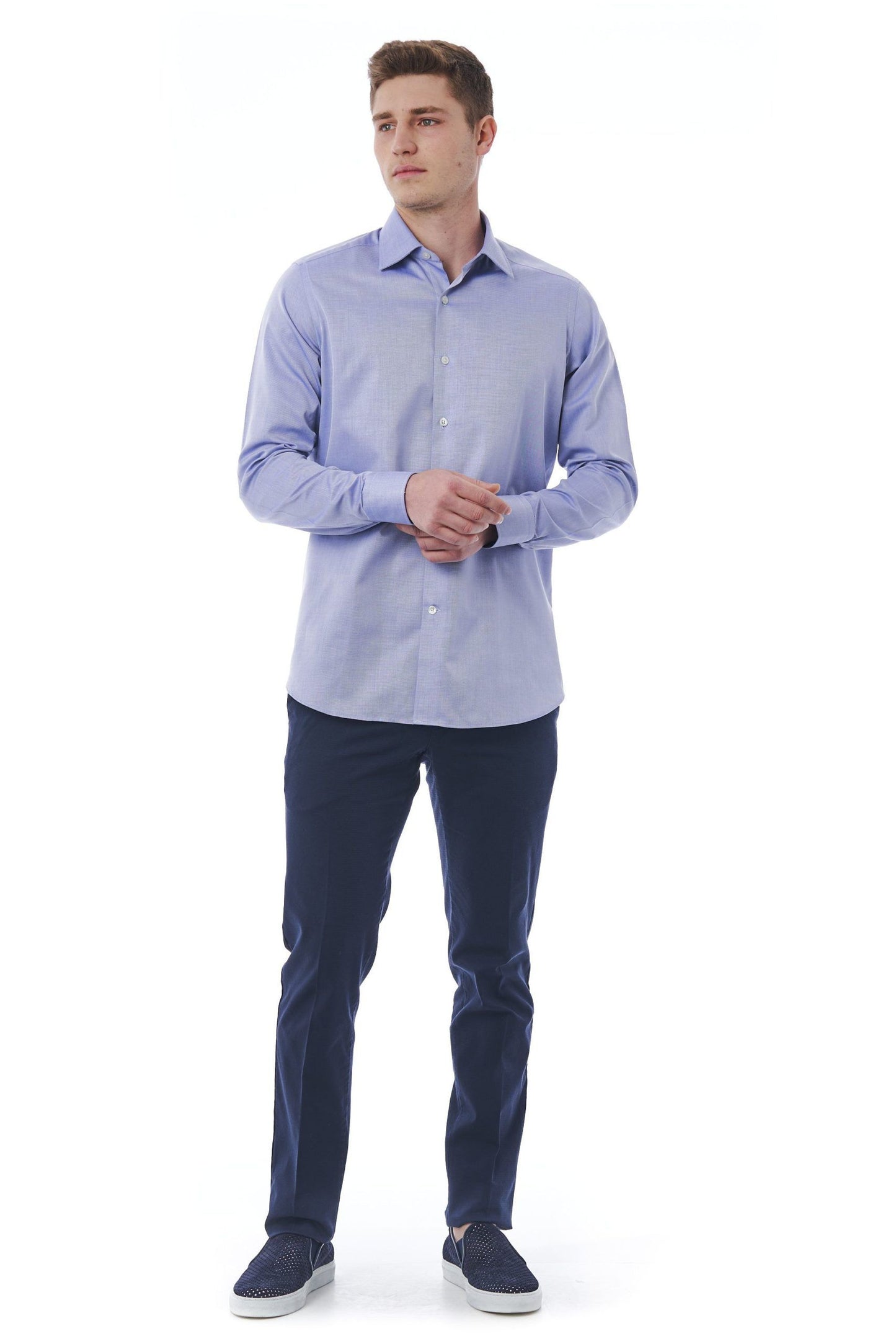 Light-Blue Cotton Men Shirt