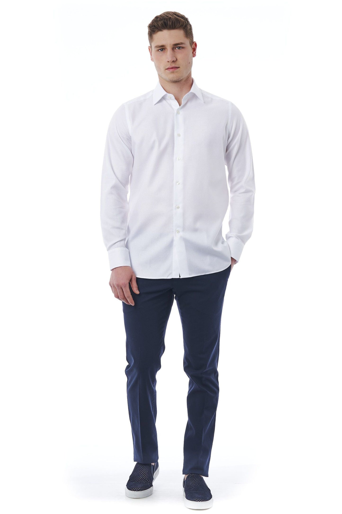 White Cotton Men Shirt