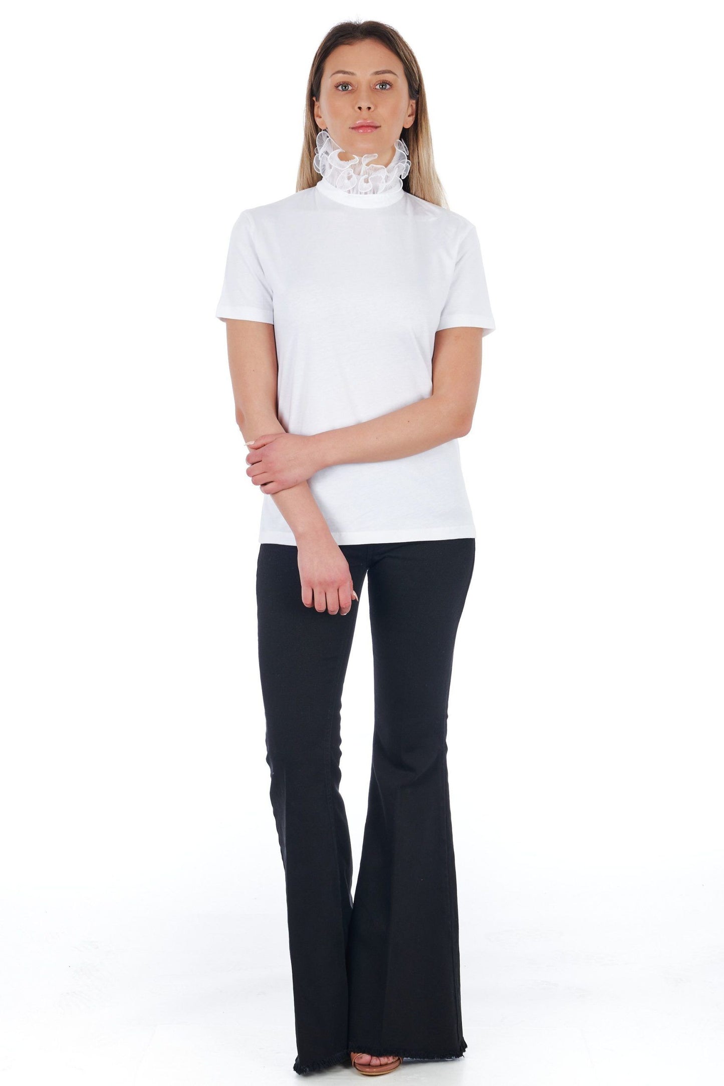 White Cotton Women T-Shirt