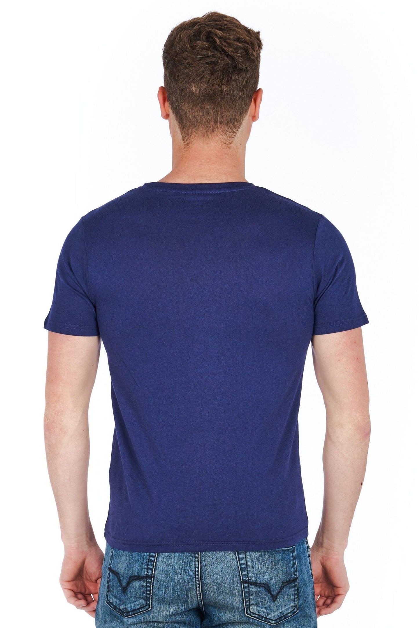 Blue Cotton Men T-Shirt