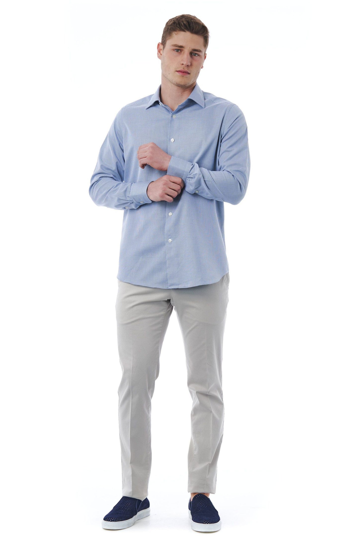 Light Blue Cotton Men Shirt
