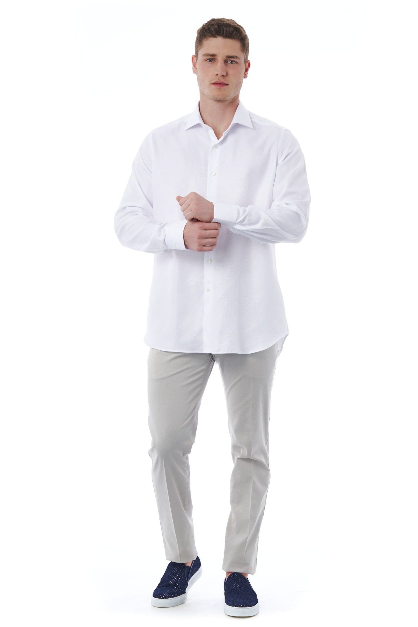 White Cotton Men Shirt