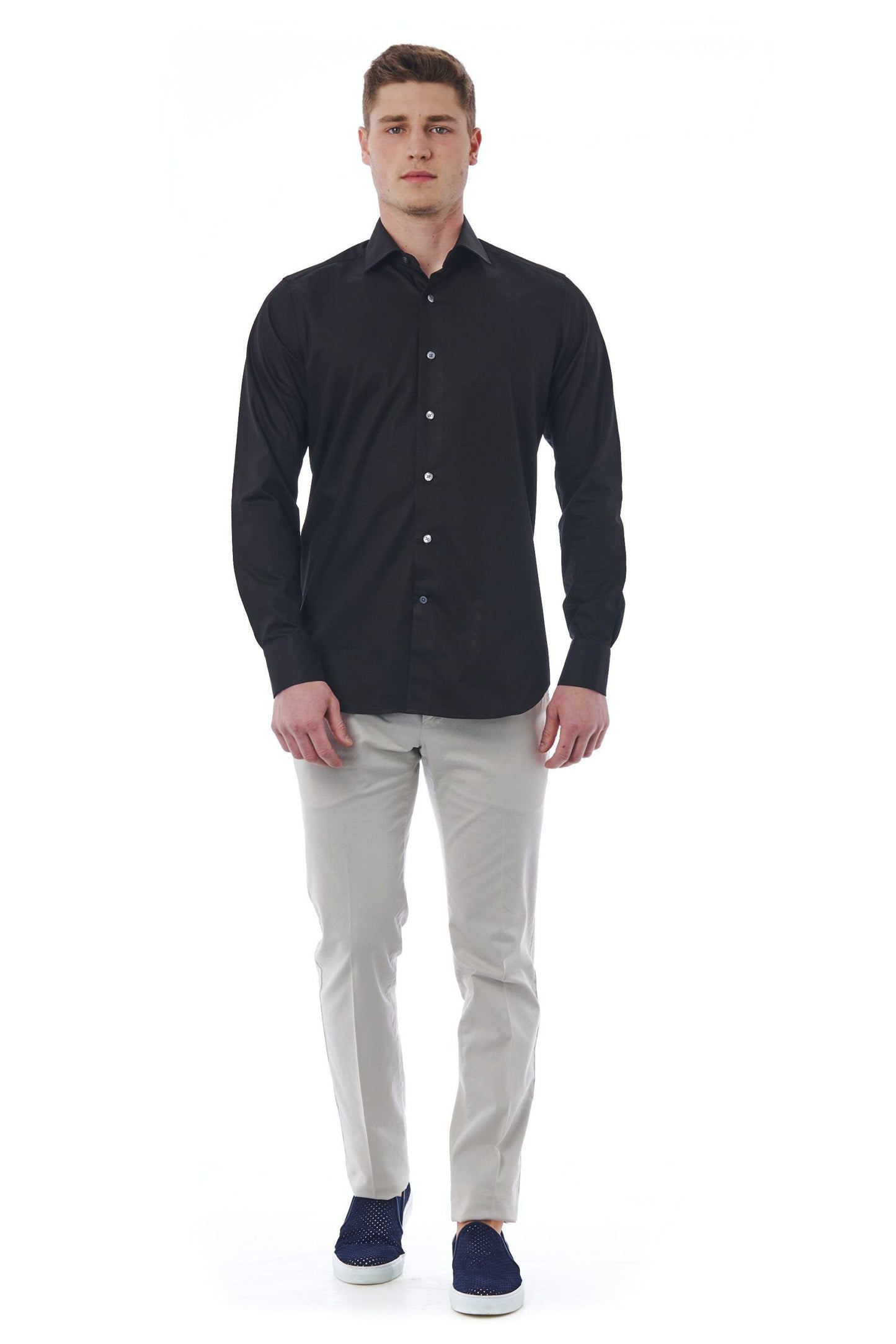 Black Cotton Men Shirt