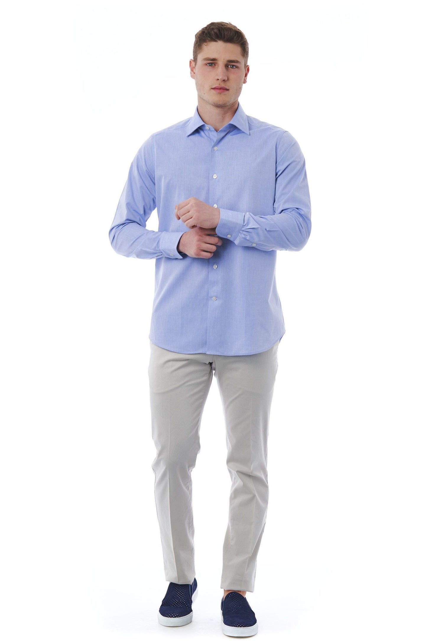 Light Blue Cotton Men Shirt