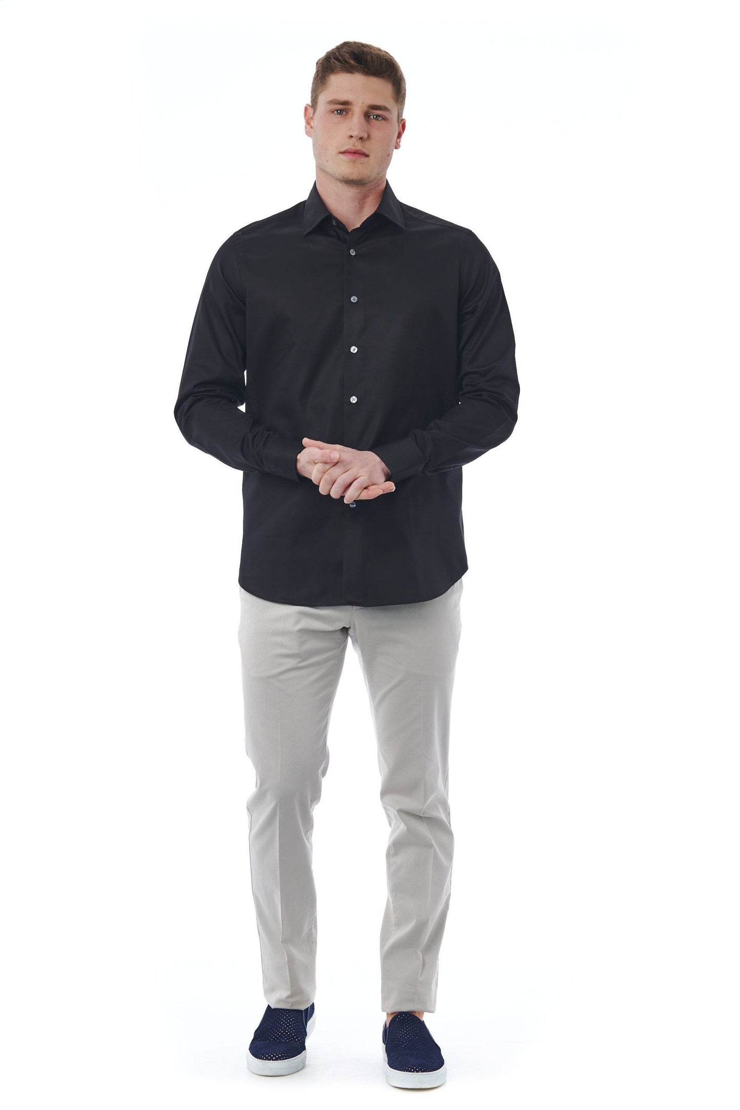 Black Cotton Men Shirt