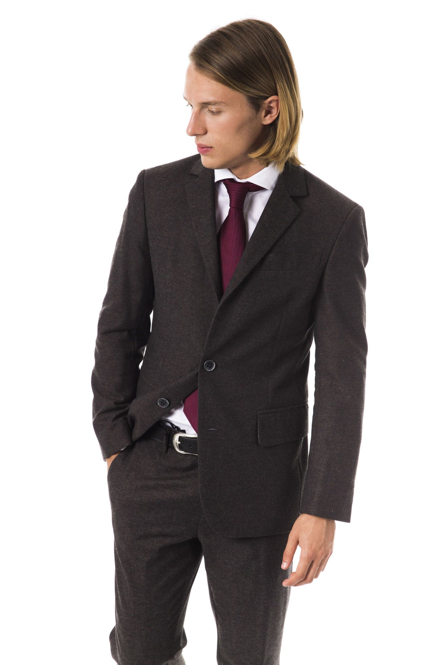 Brown Cotton Men Suit