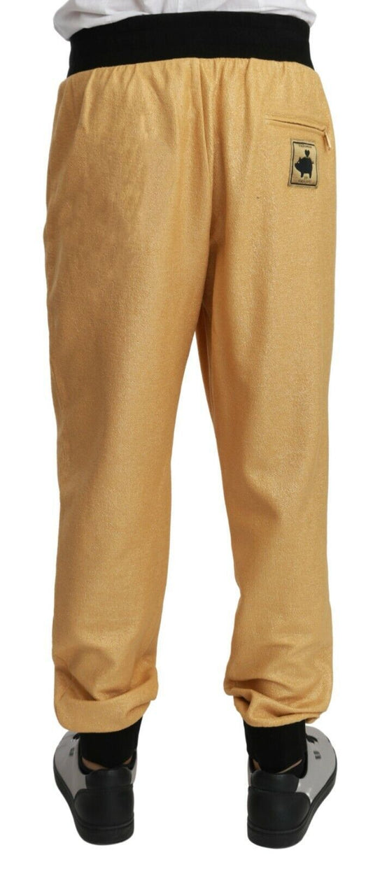 Yellow Cotton Men Pant