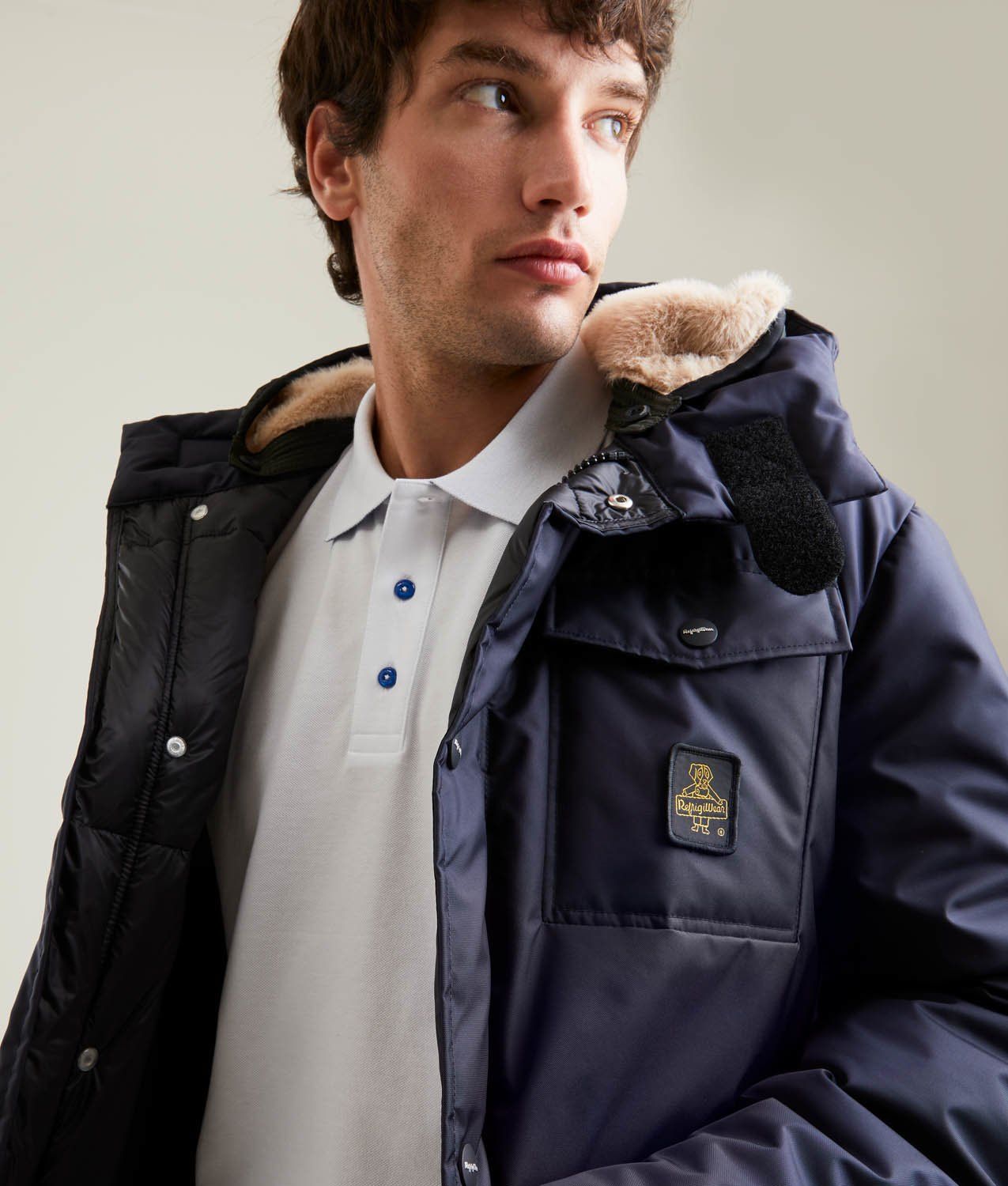Blue Polyamide Men Jacket