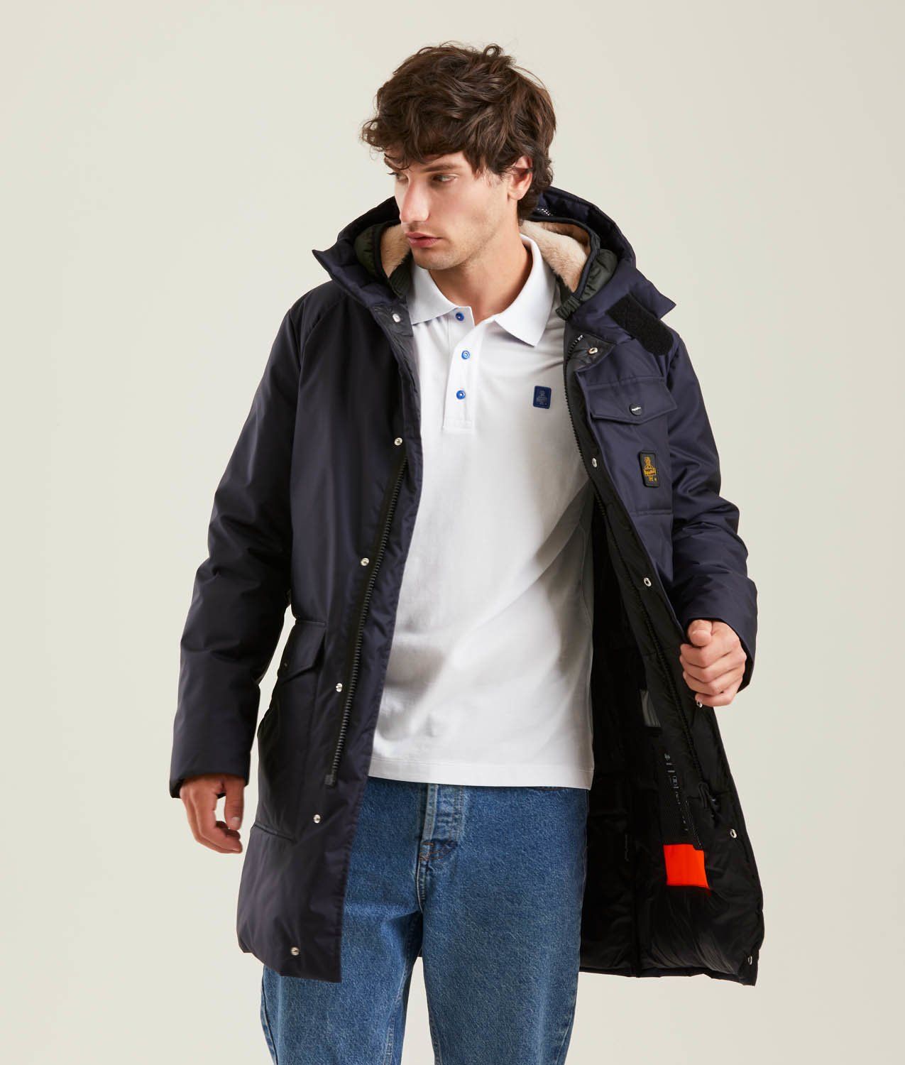Blue Polyamide Men Jacket