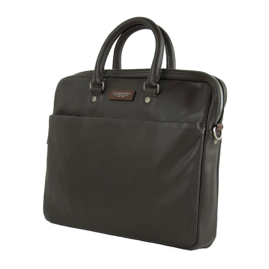 Refined Bovine Leather Briefcase - Manhattan Zipper