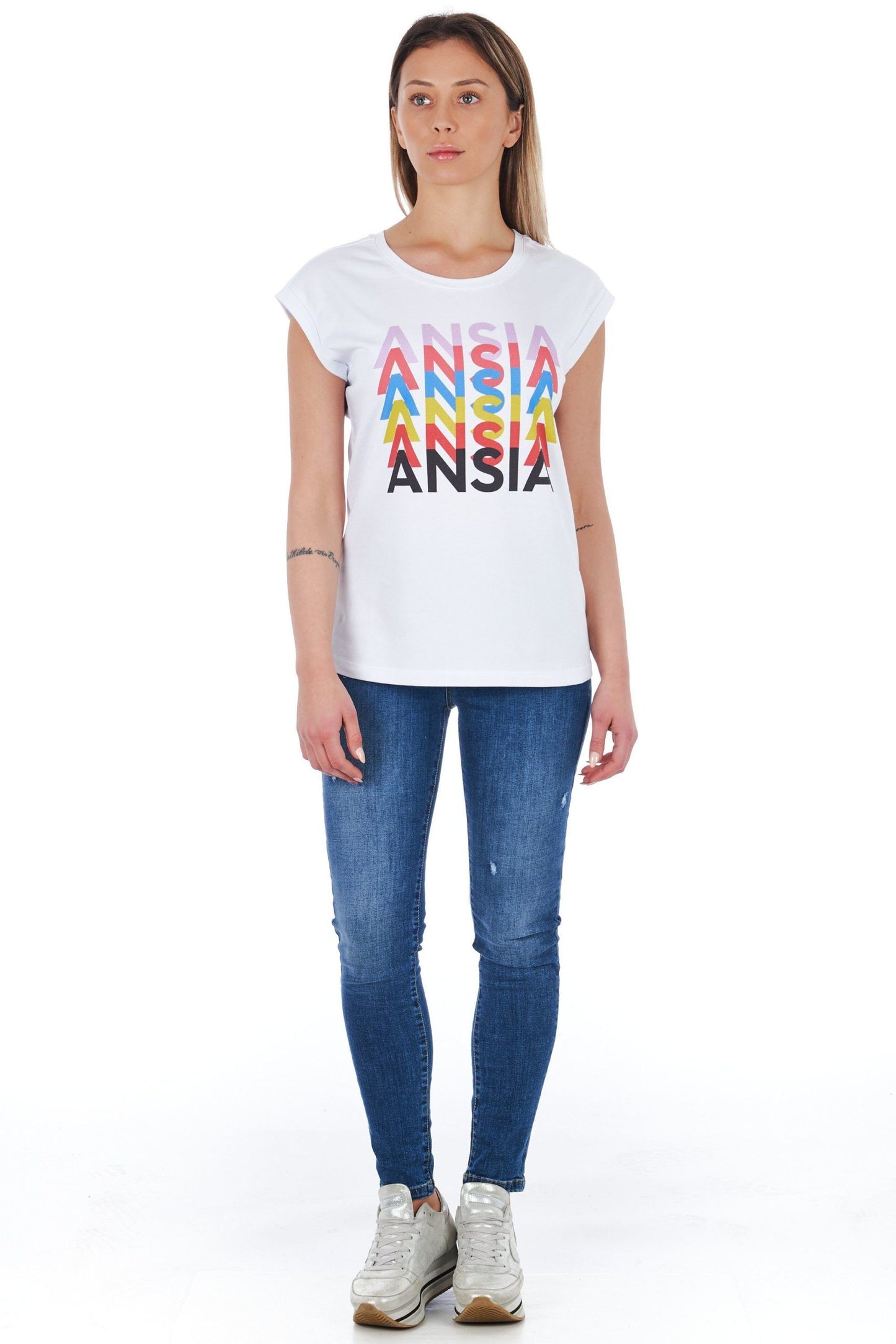 White Cotton Women T-Shirt