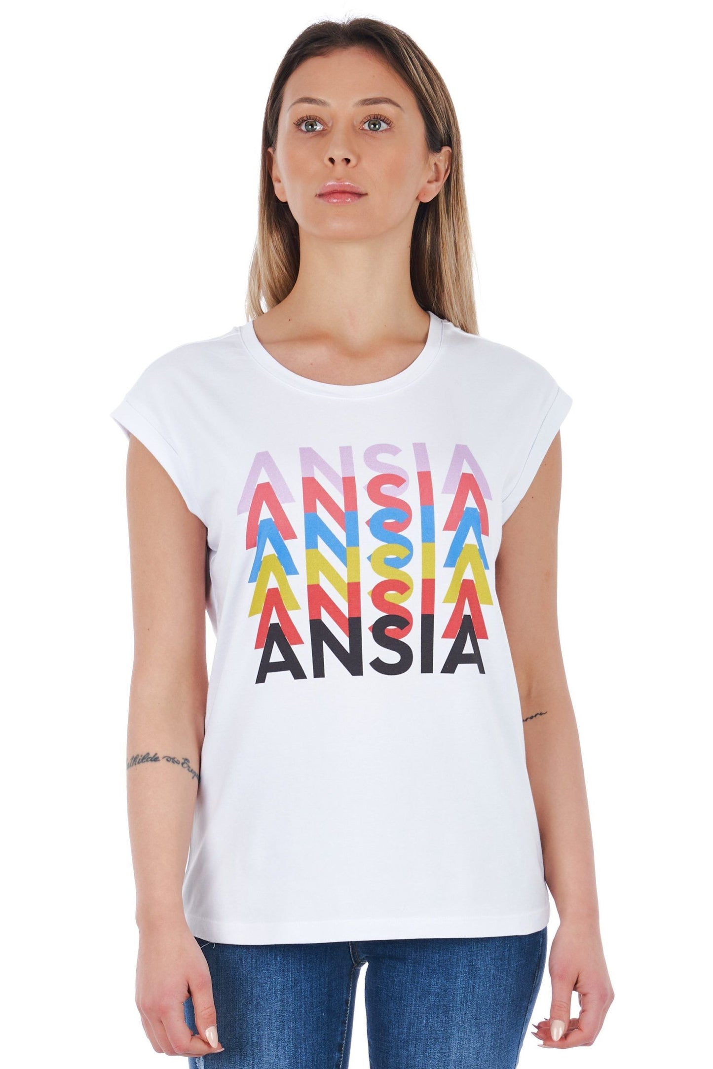 White Cotton Women T-Shirt