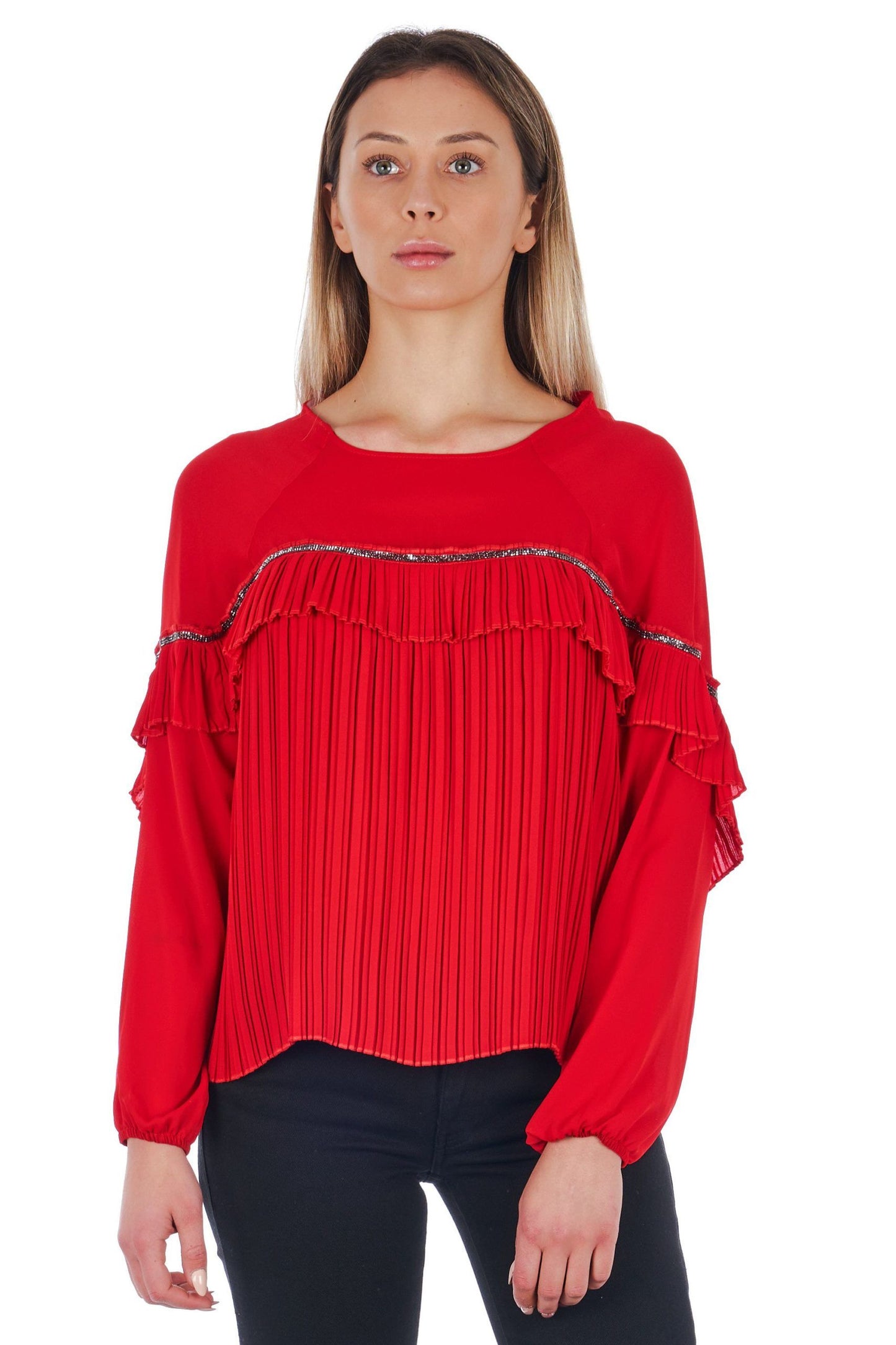 Red Polyester Women Shirt