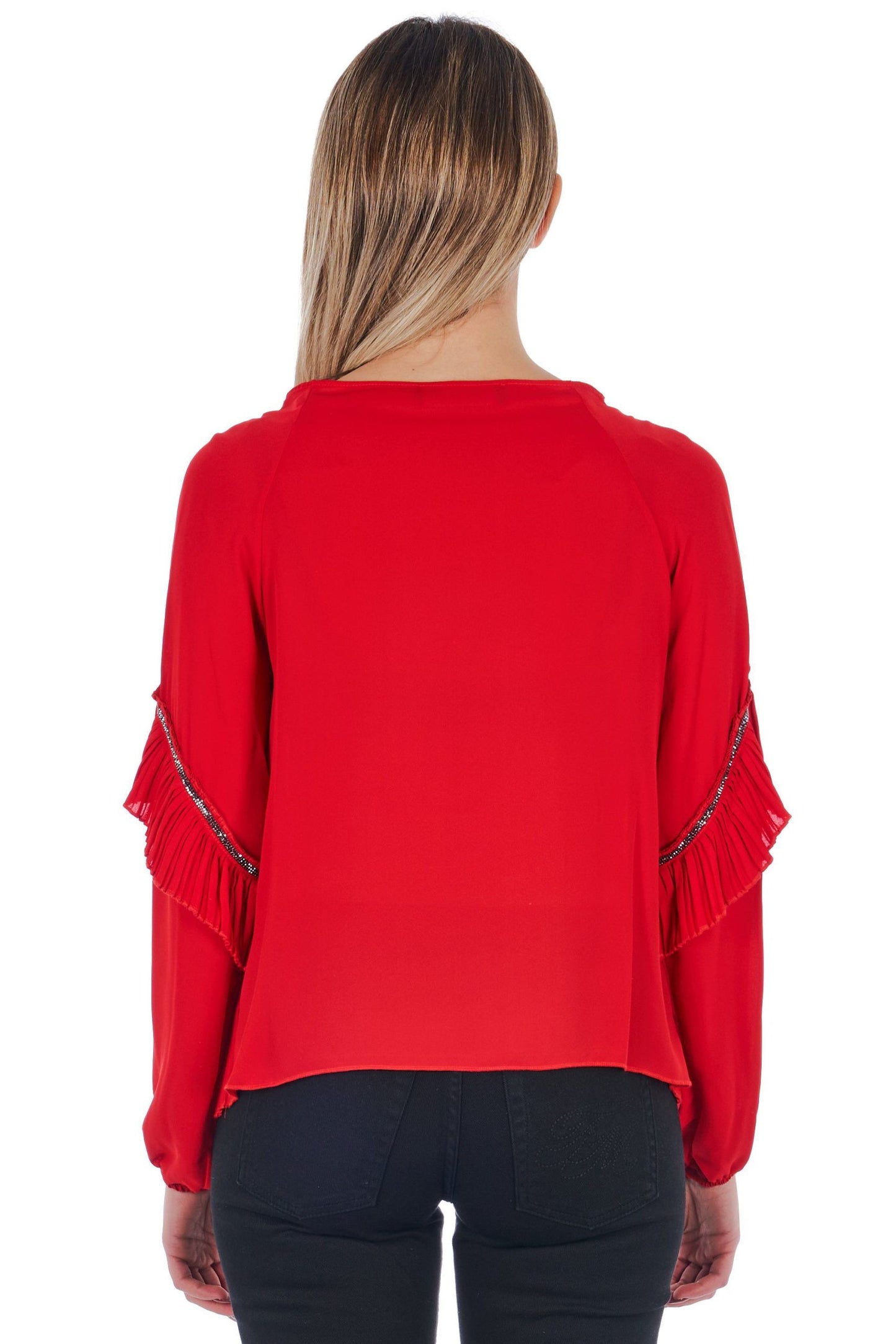 Red Polyester Women Shirt