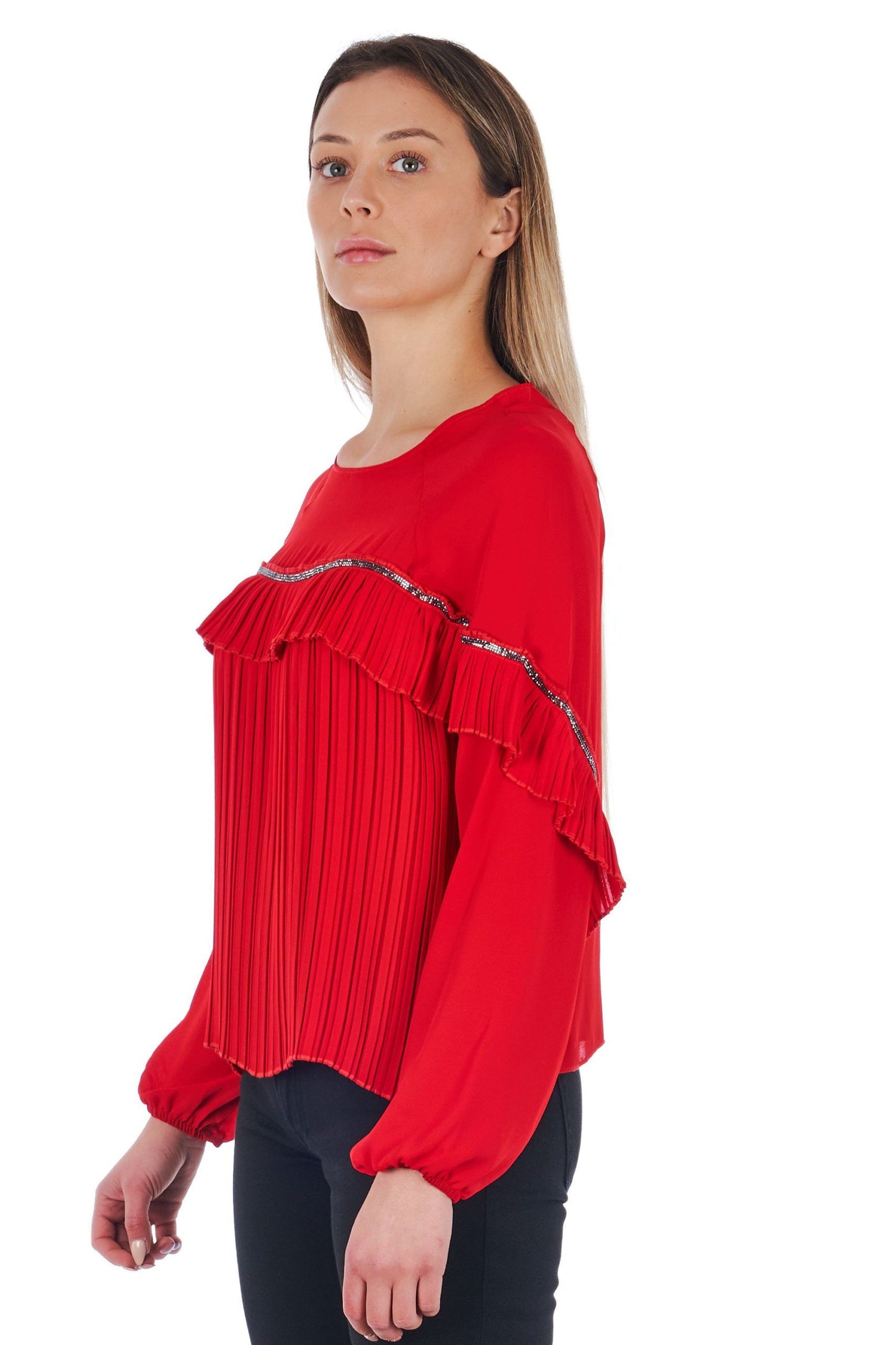Red Polyester Women Shirt