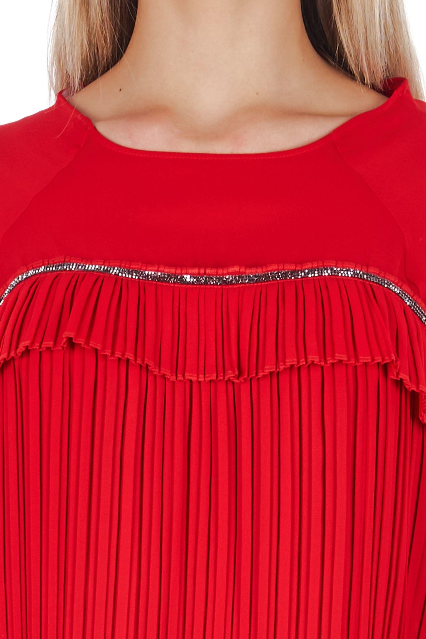 Red Polyester Women Shirt