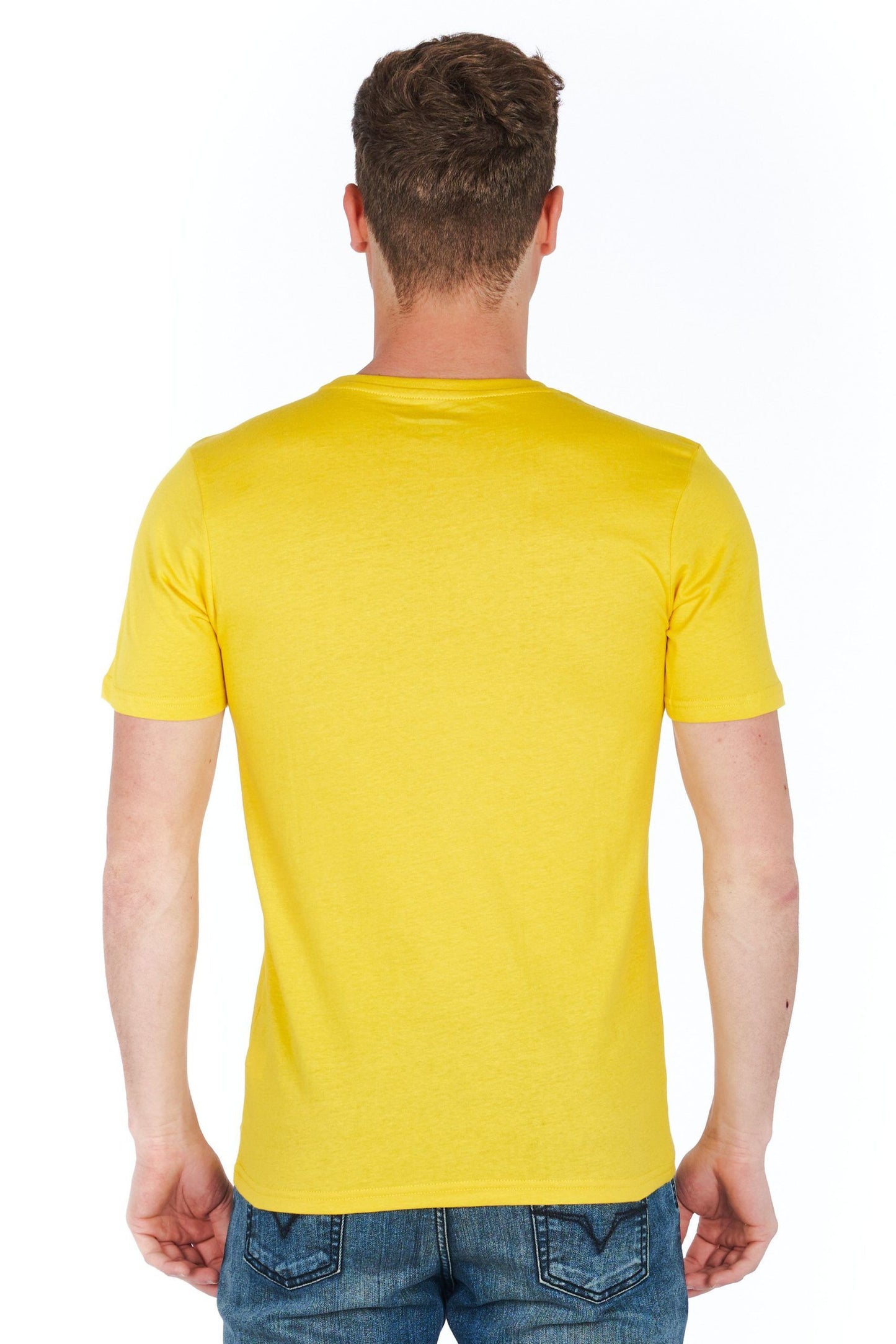 Yellow Cotton Men T-Shirt