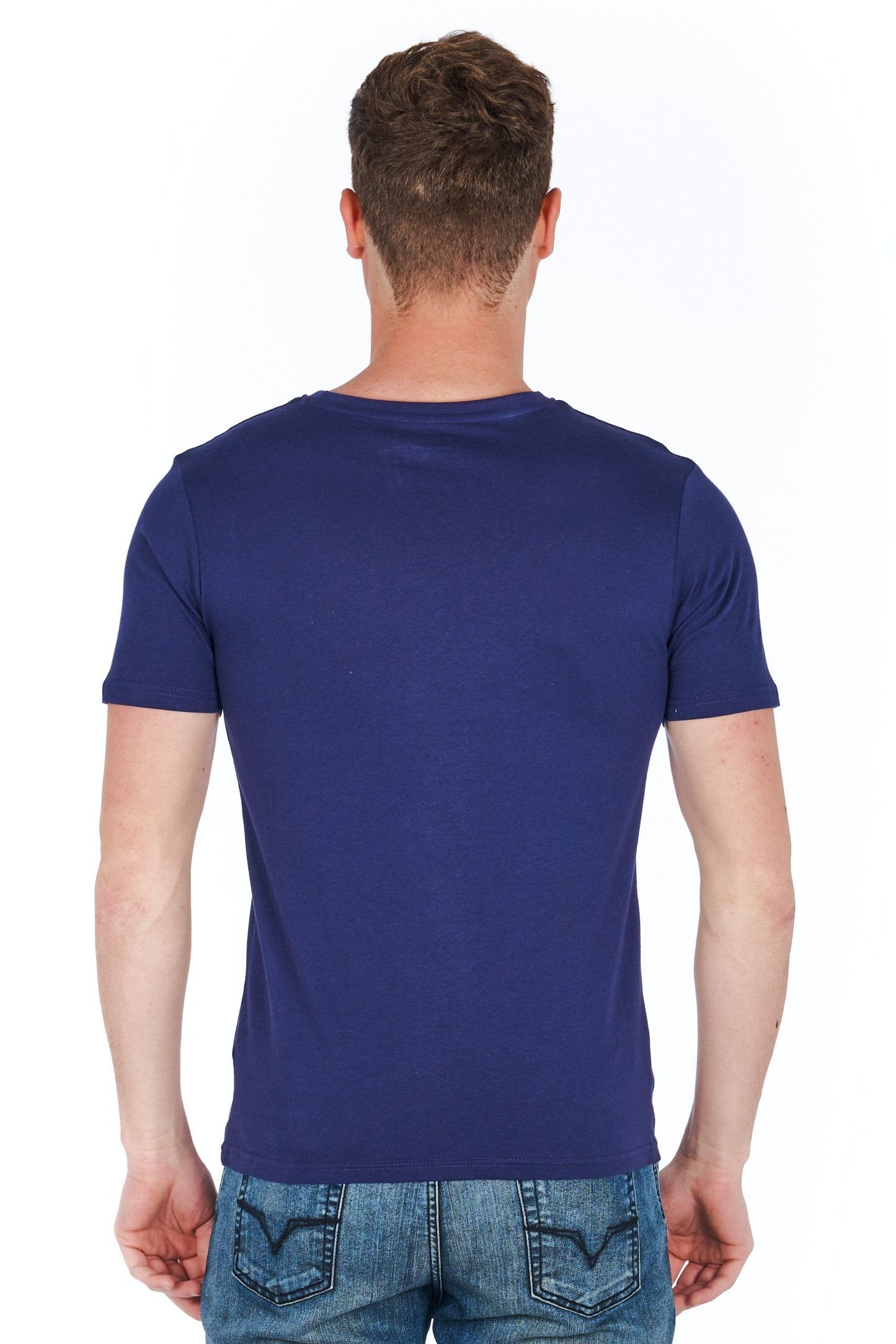 Blue Cotton Men T-Shirt