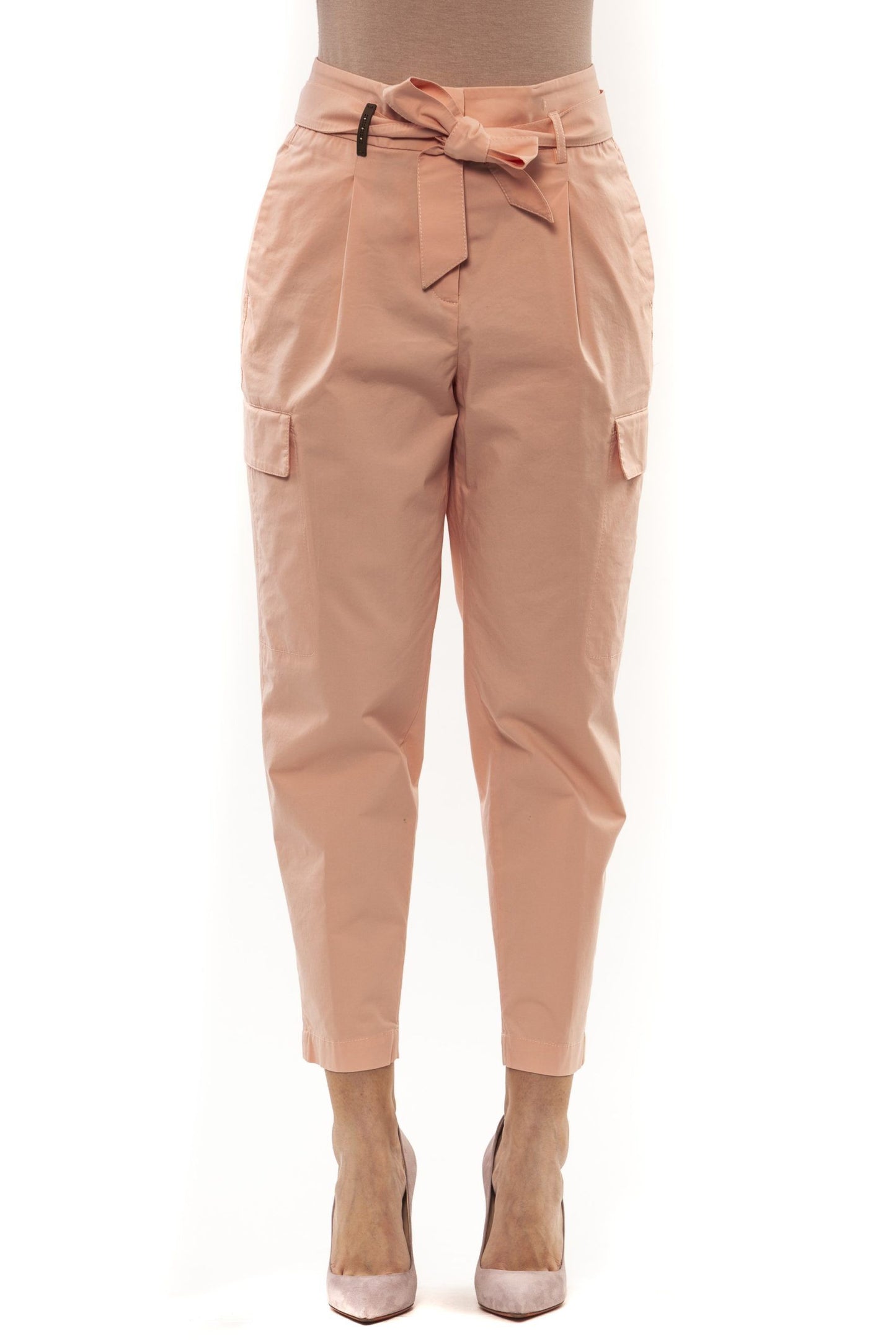 Pink Cotton Women Trouser