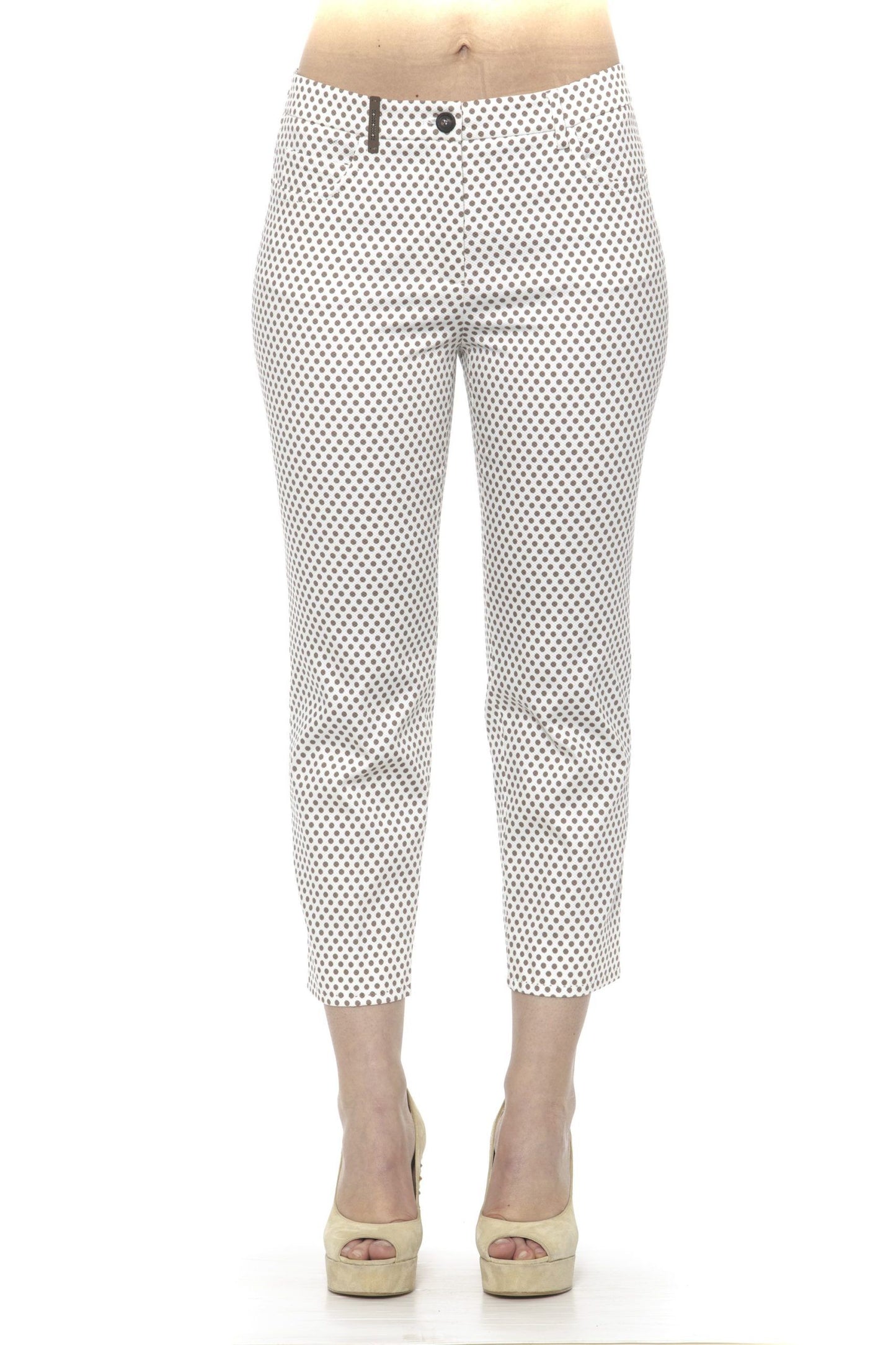 Beige Cotton Women Trousers