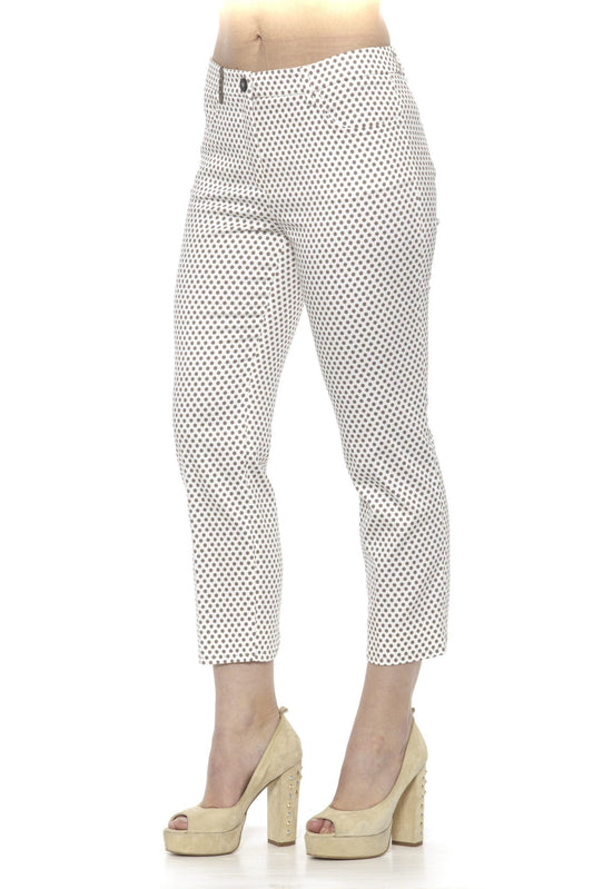 Beige Cotton Women Trousers