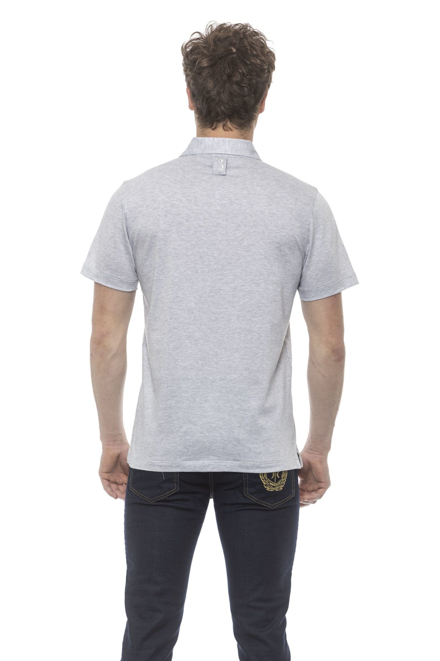 Gray Cotton Men Polo Shirt
