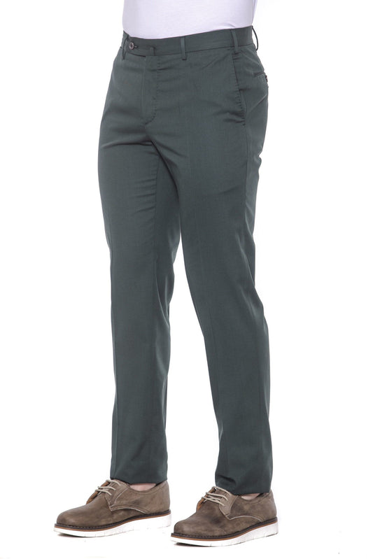 Green Polyester Men Trouser
