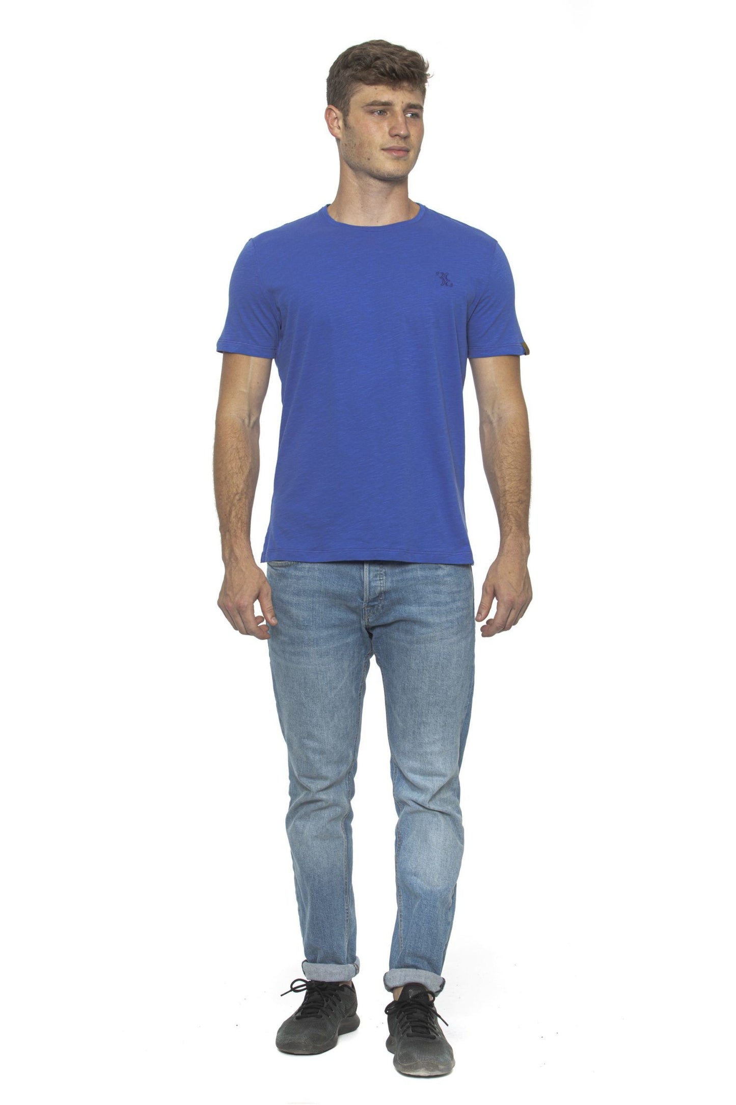 Light-Blue Cotton Men T-Shirt