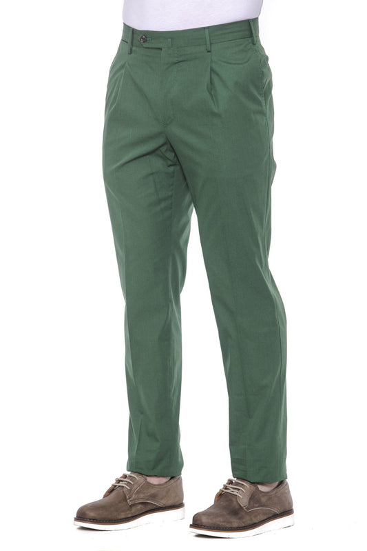 Green Cotton Men Trouser
