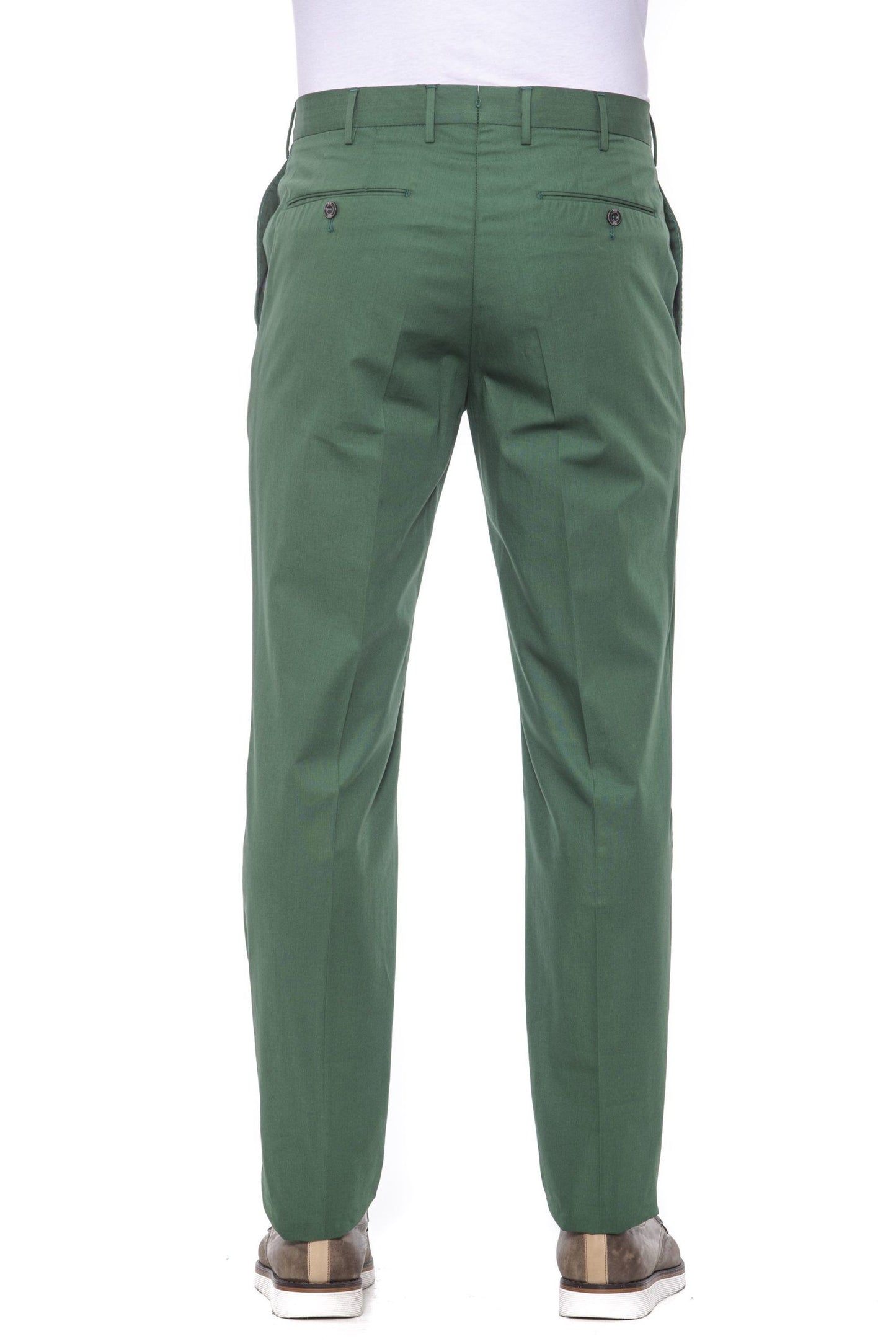 Green Cotton Men Trouser