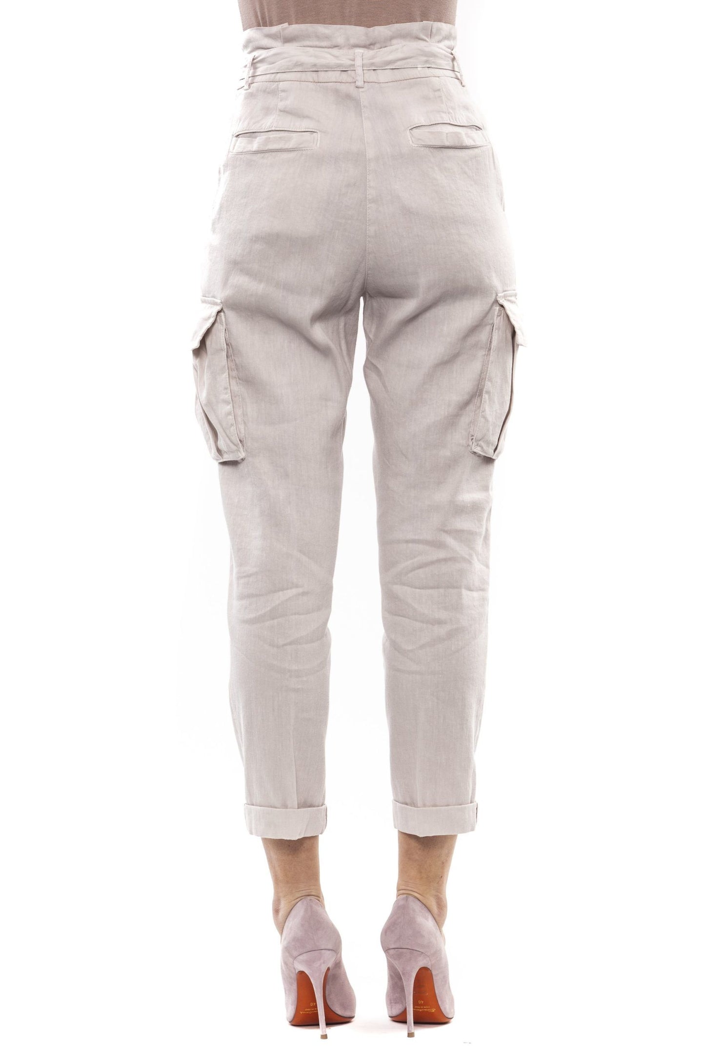 Beige Linen Women's Trouser