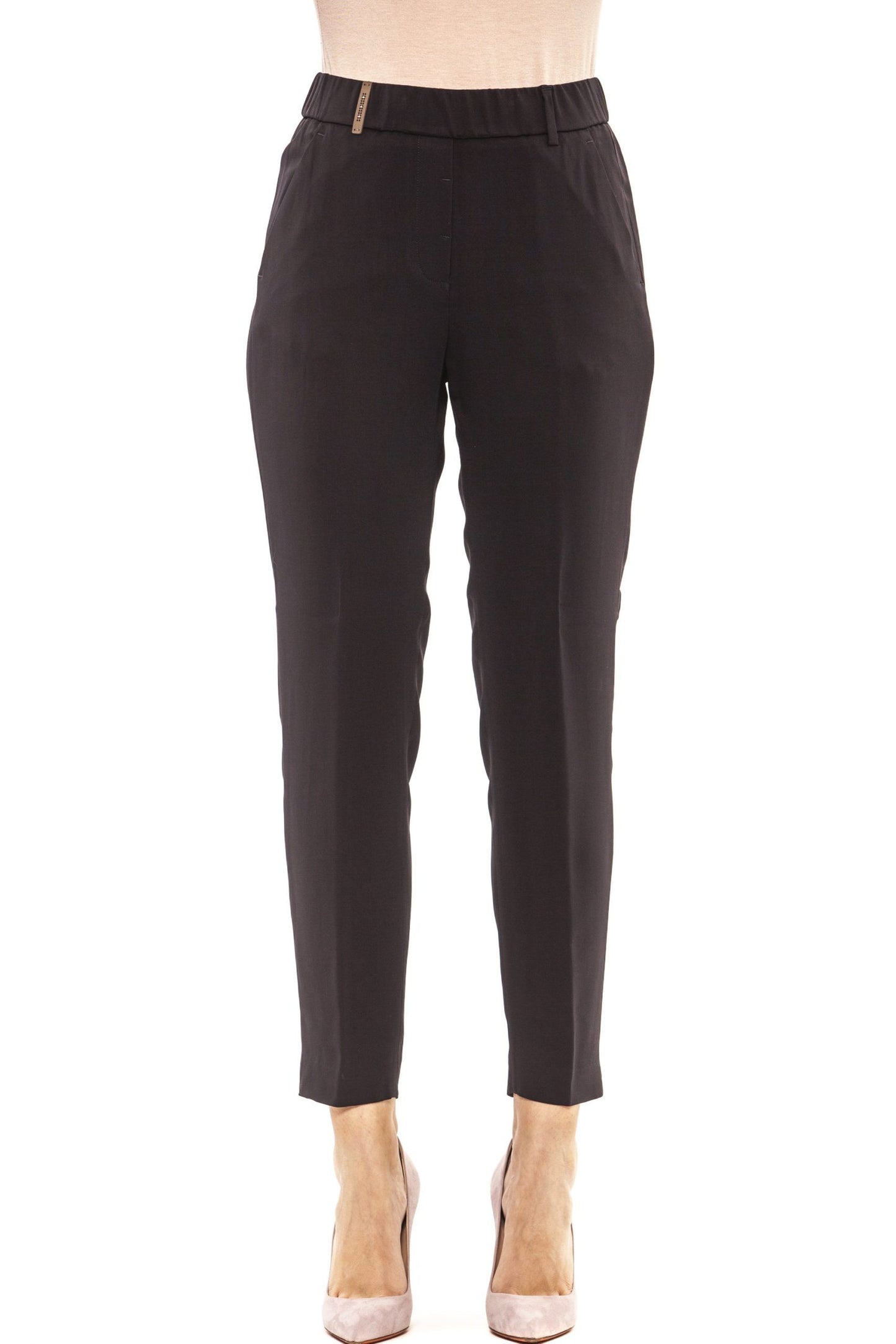 Blue Viscose Women Trouser