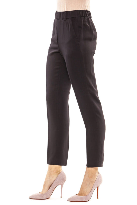 Blue Viscose Women Trouser