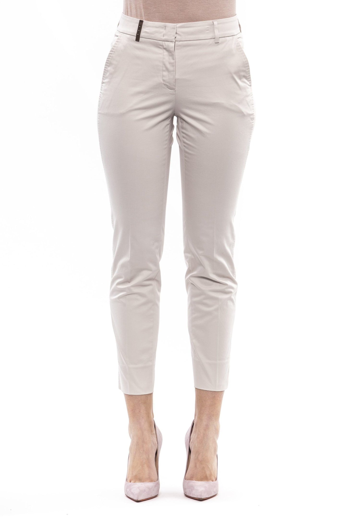 Beige Cotton Women Pants