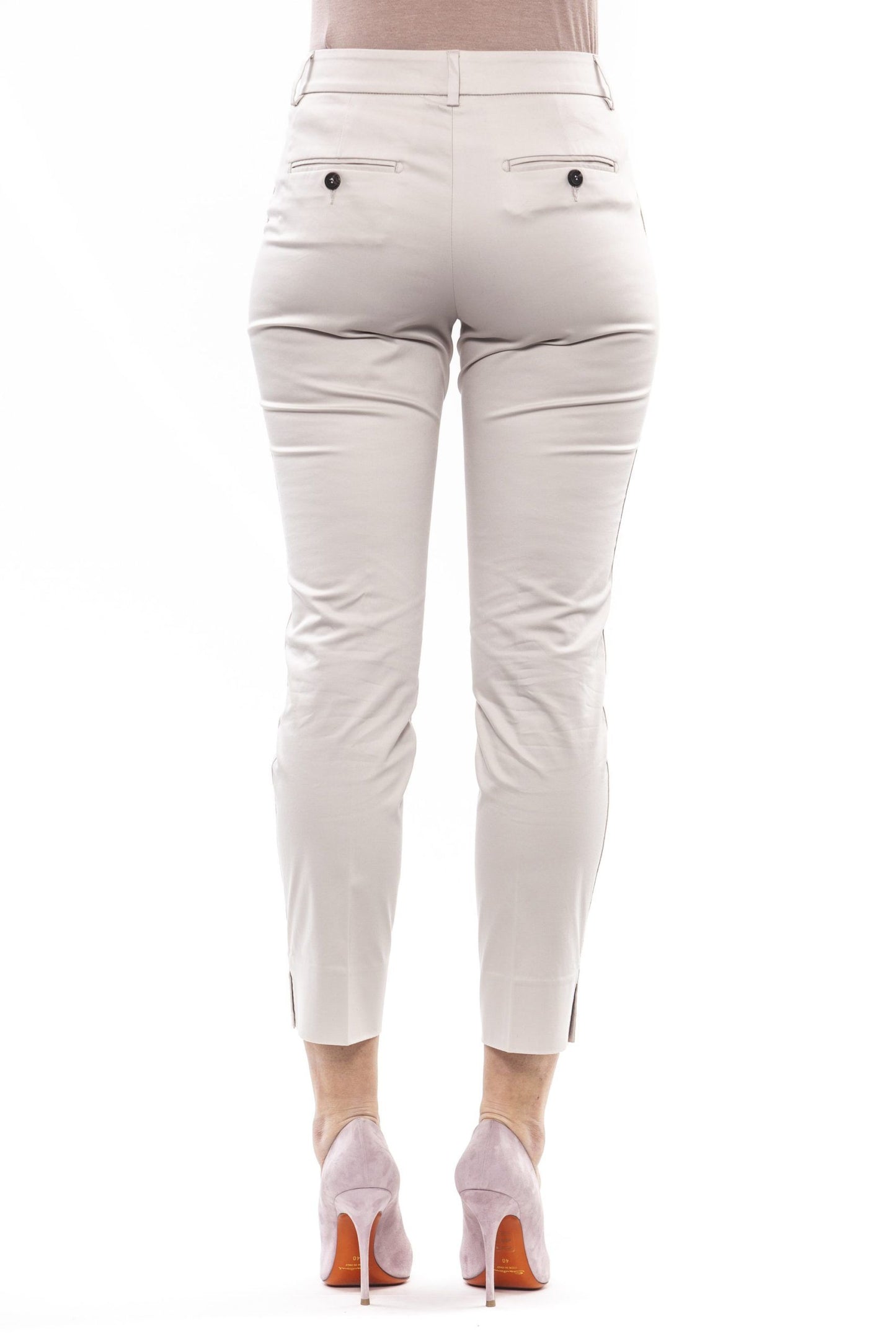 Beige Cotton Women Pants