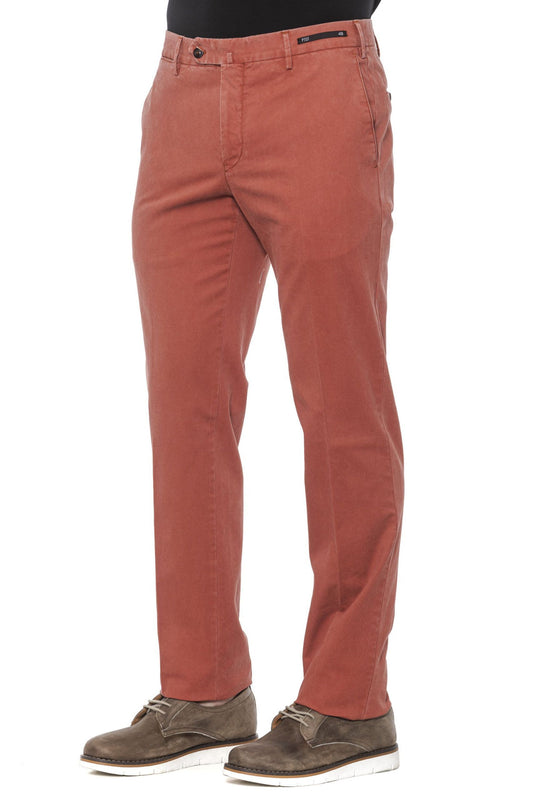 Red Cotton Men Slim Trouser