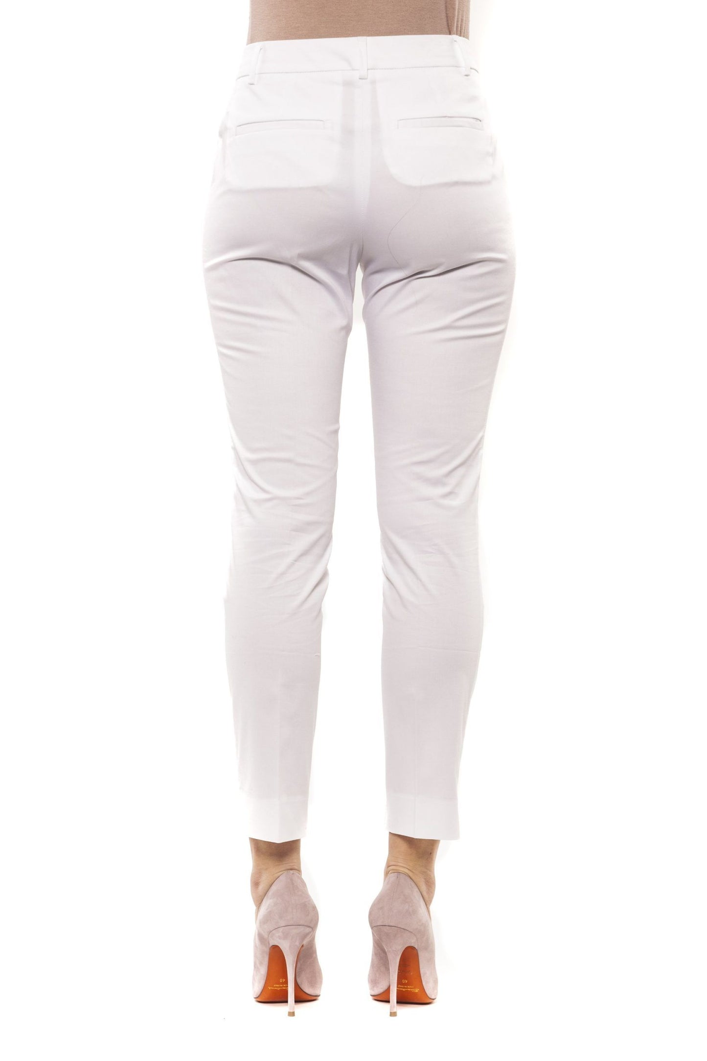 White Cotton Women Trouser