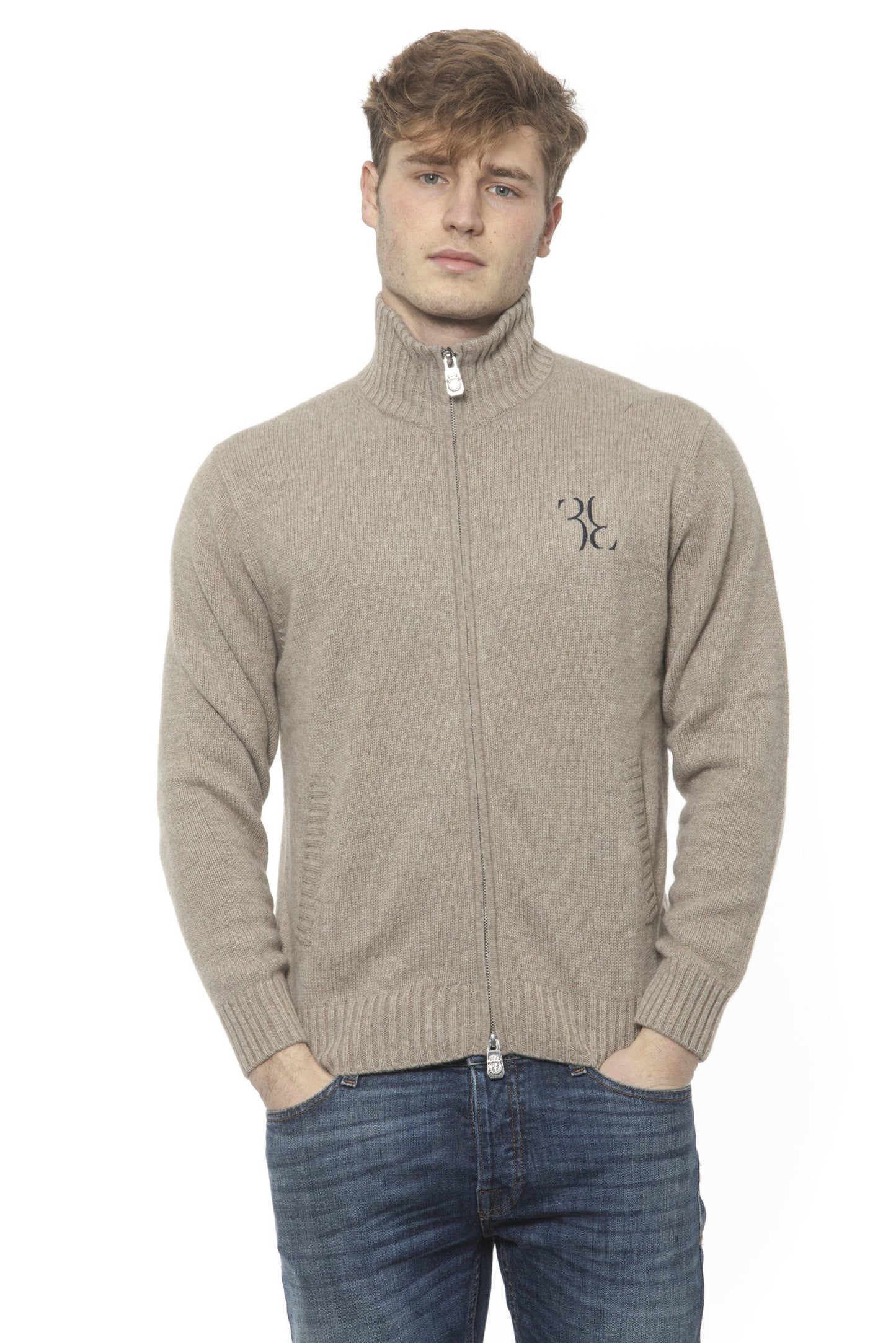 Beige Cashmere Men Cardigan