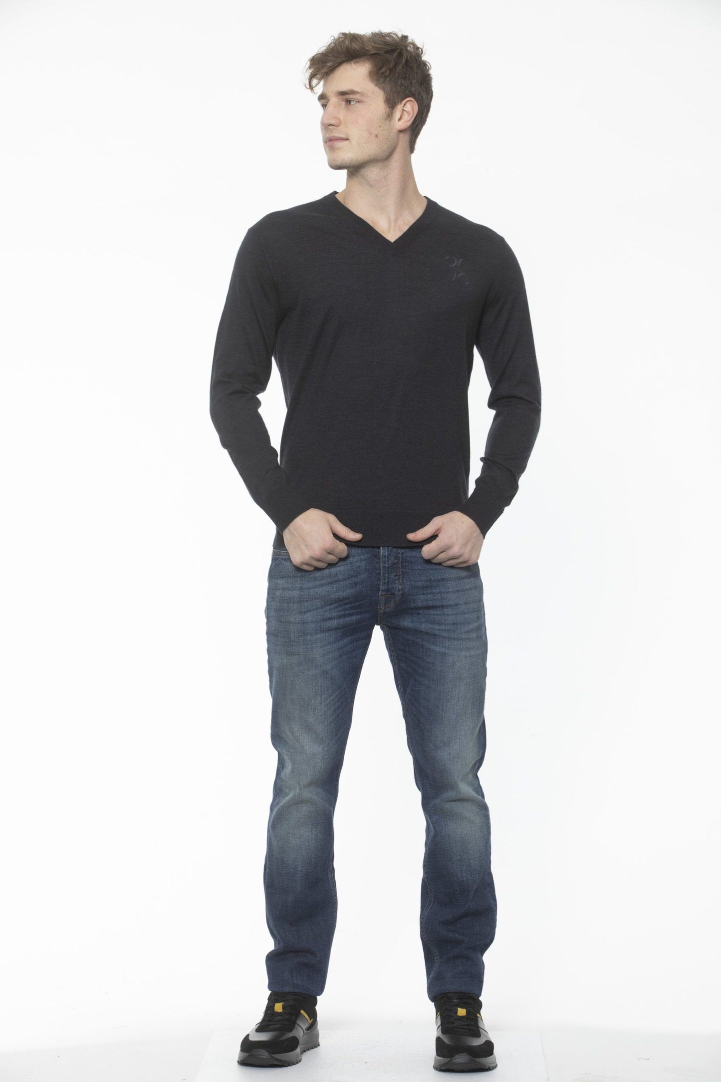 Gray Cashmere Men Sweater