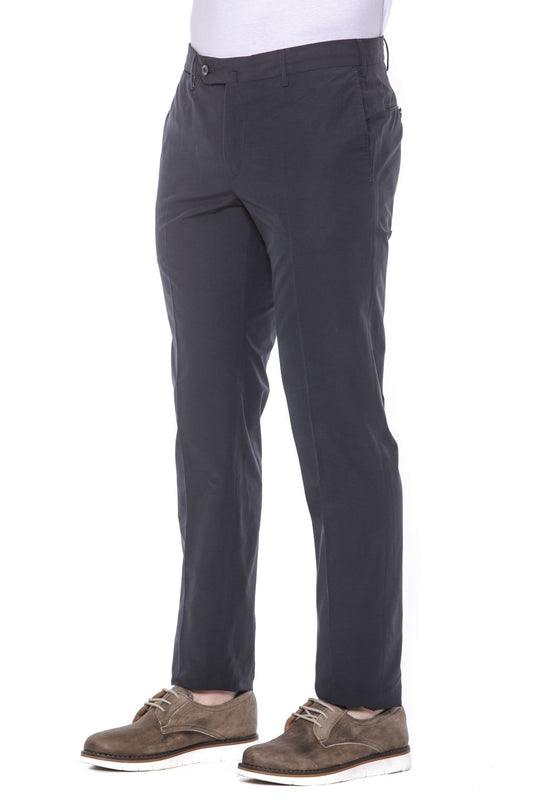 Blue Cotton Men Trouser
