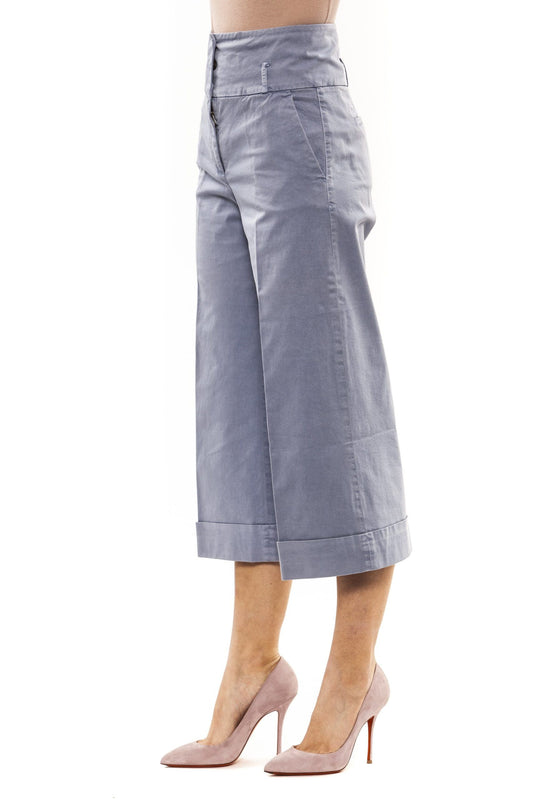 Light-Blue Cotton Women Palazzo Pants
