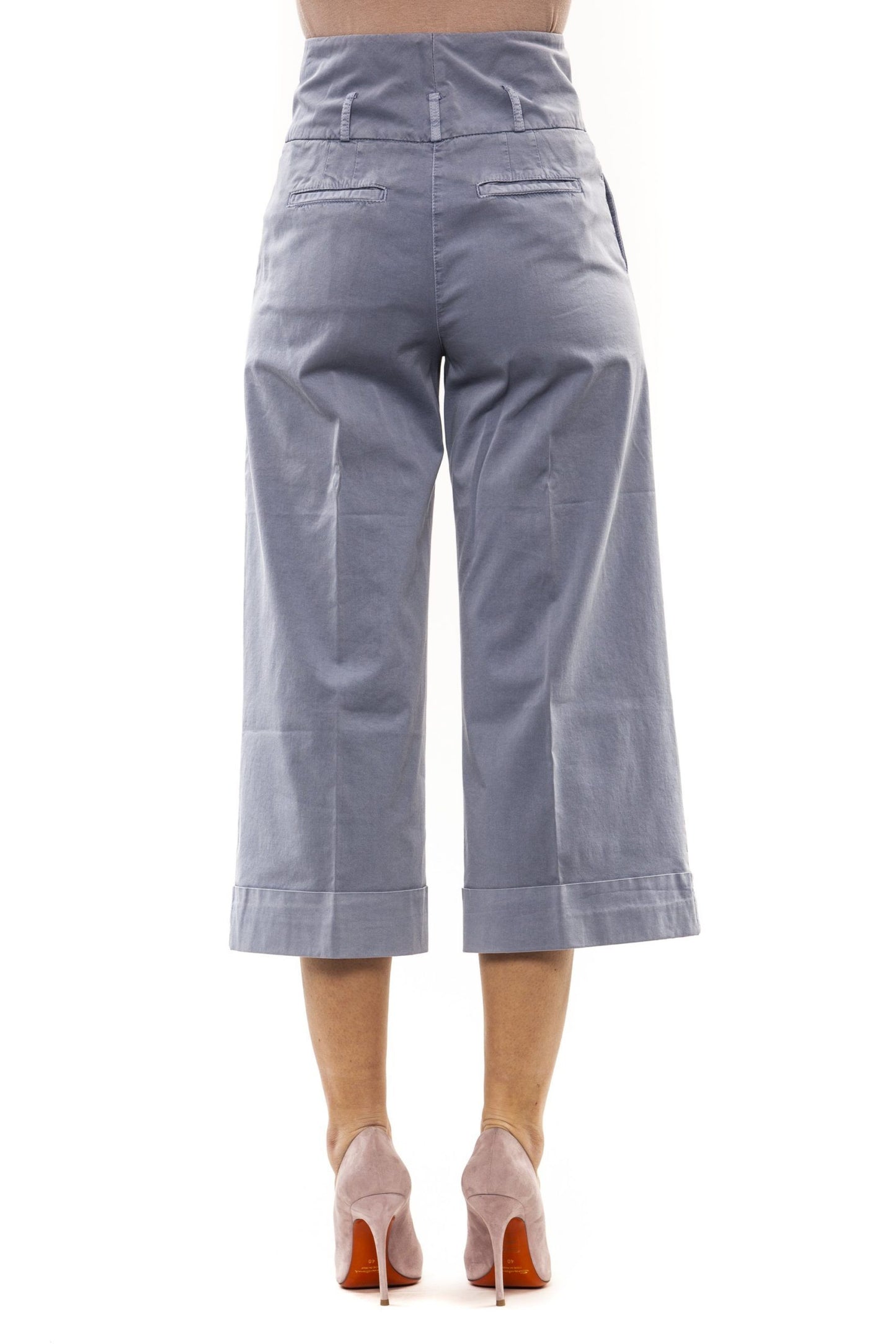 Light-Blue Cotton Women Palazzo Pants