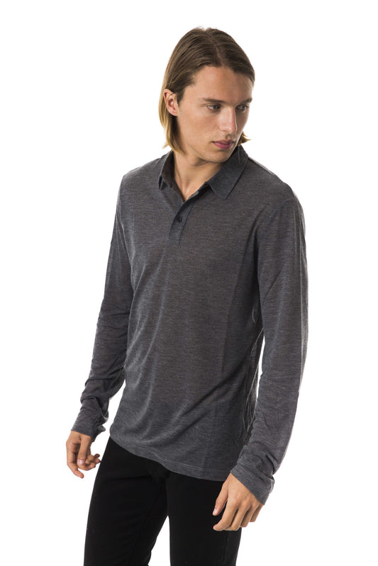 Gray Polyester Men Polo Shirt