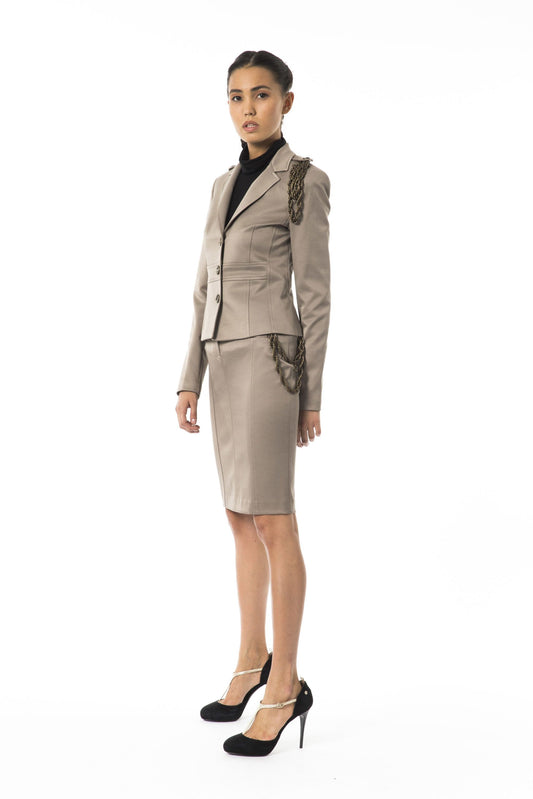Gray Cotton Women Blazer