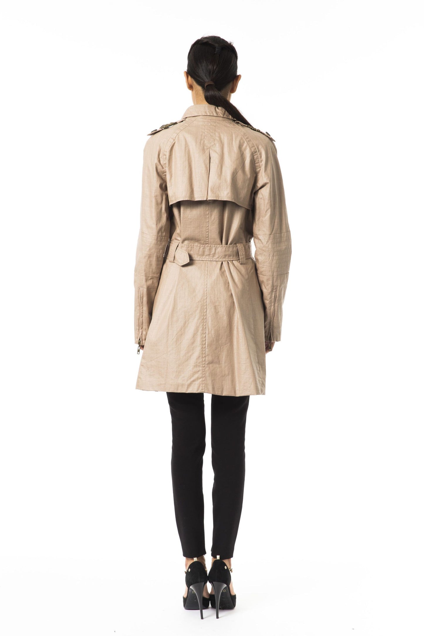 Brown Cotton Women Trench Coat