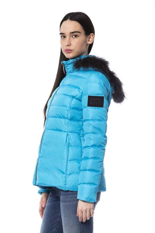 Light Blue Polyester Women Jacket