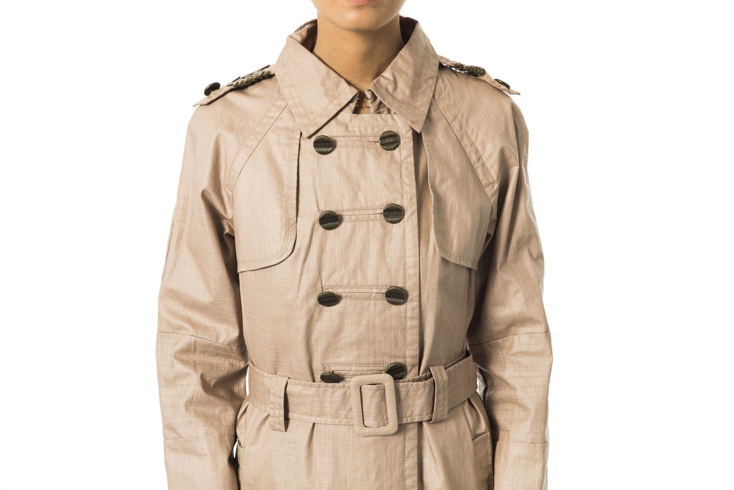 Brown Cotton Women Trench Coat