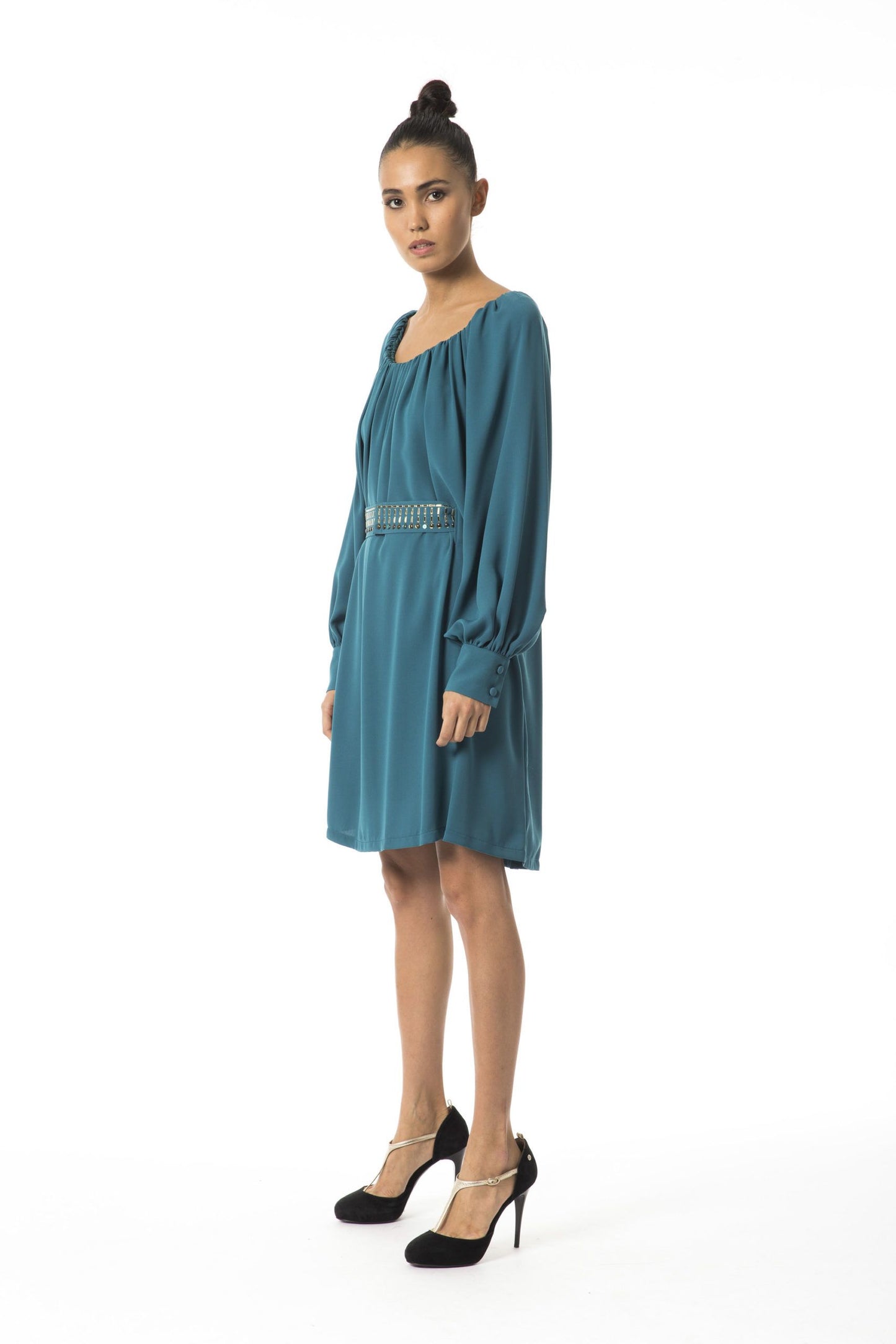 Teal Polyester Women Dress